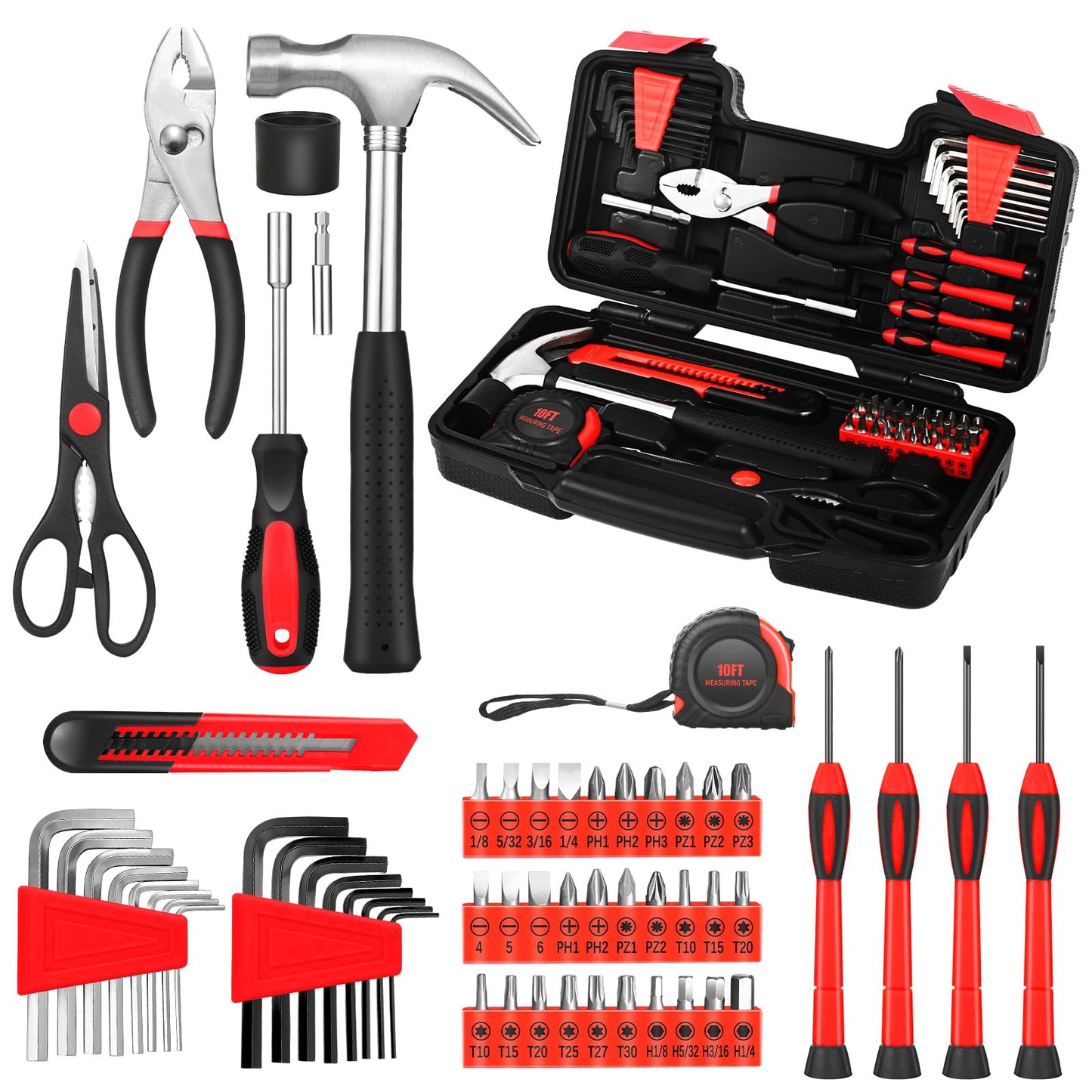 Household Tool Set General Repair Small Hand Tool Kit Storage Case for Home Garage Office College Dormitory Use