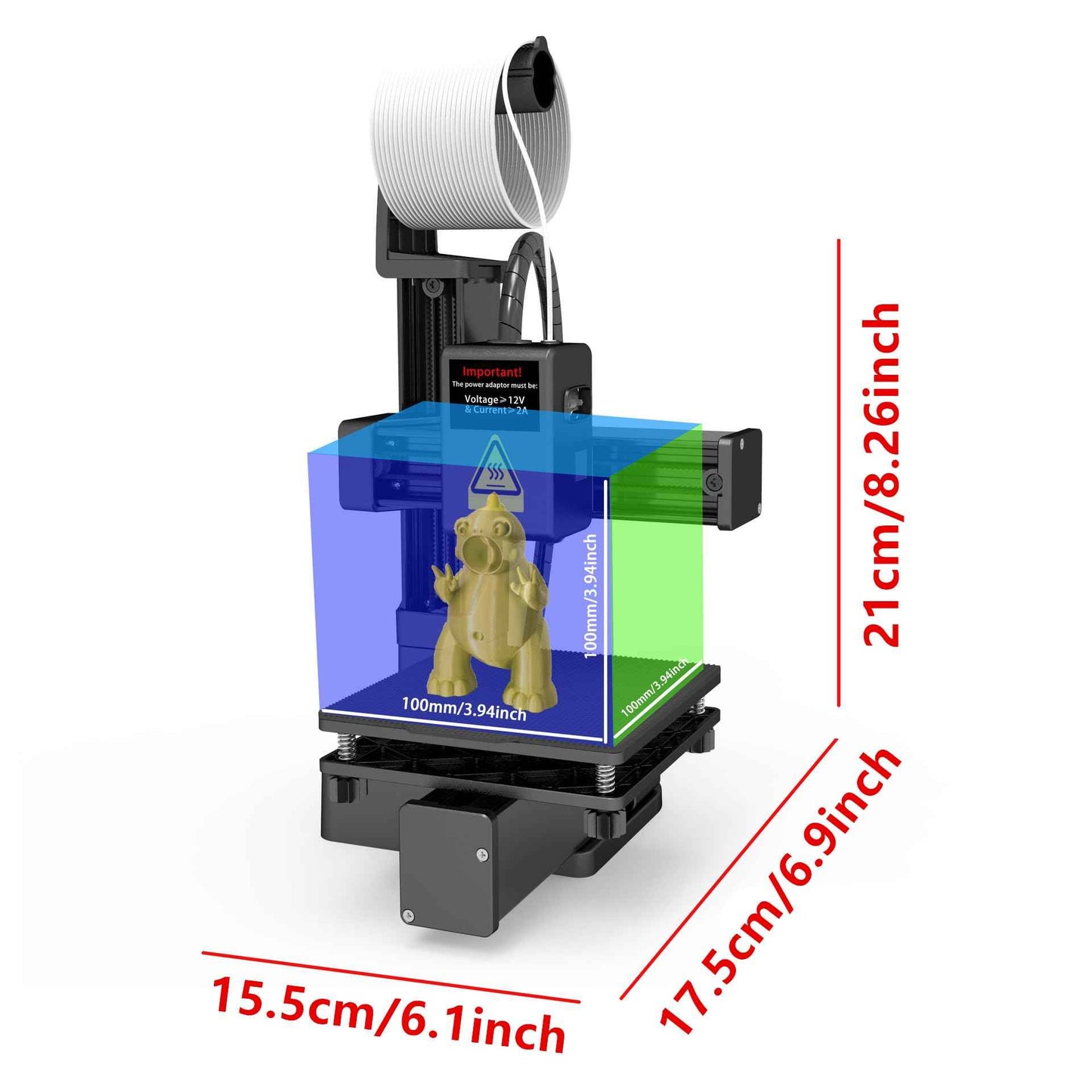 Portable 3D Printer - Compact FDM 3D Printer with Removable Build Plate, PLA & TPU Filament Compatibility, 0.4mm Nozzle, 100x100x100mm Build Volume, Easy-to-Use Design for Beginners