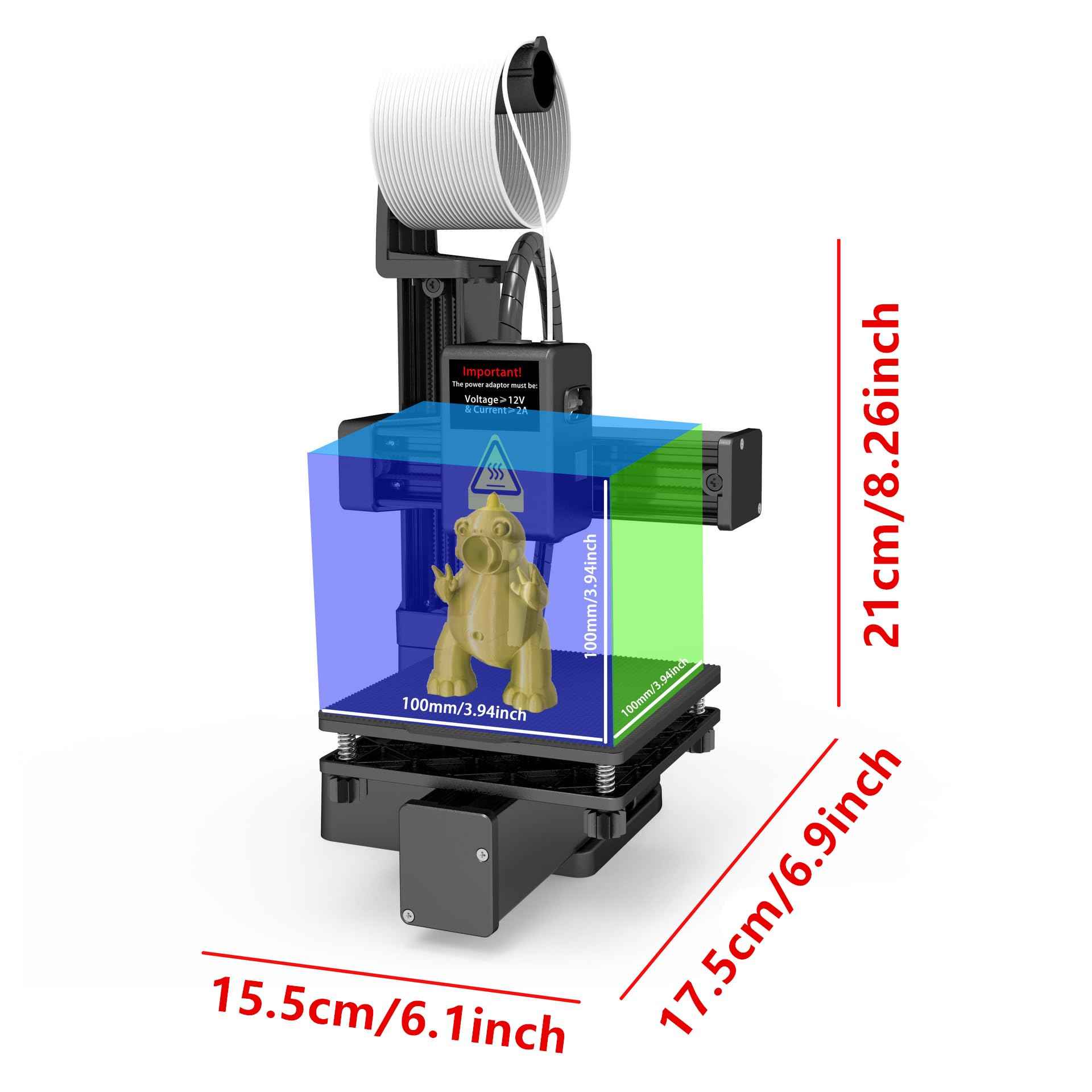 Portable 3D Printer - Compact FDM 3D Printer with Removable Build Plate, PLA & TPU Filament Compatibility, 0.4mm Nozzle, 100x100x100mm Build Volume, Easy-to-Use Design for Beginners