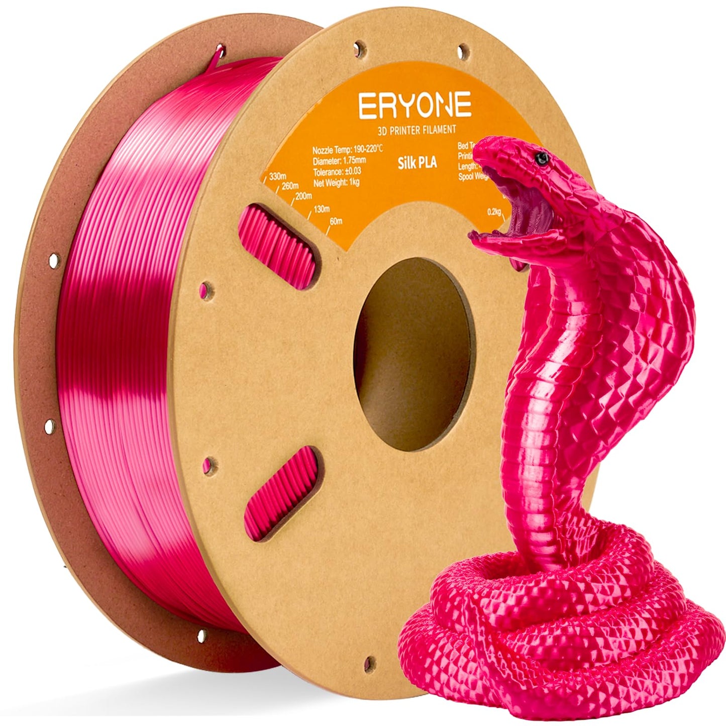 ERYONE Silk Color PLA Filament 3D Printer 1.75mm +/- 0.03mm, Filament PLA Cardboard Spool
