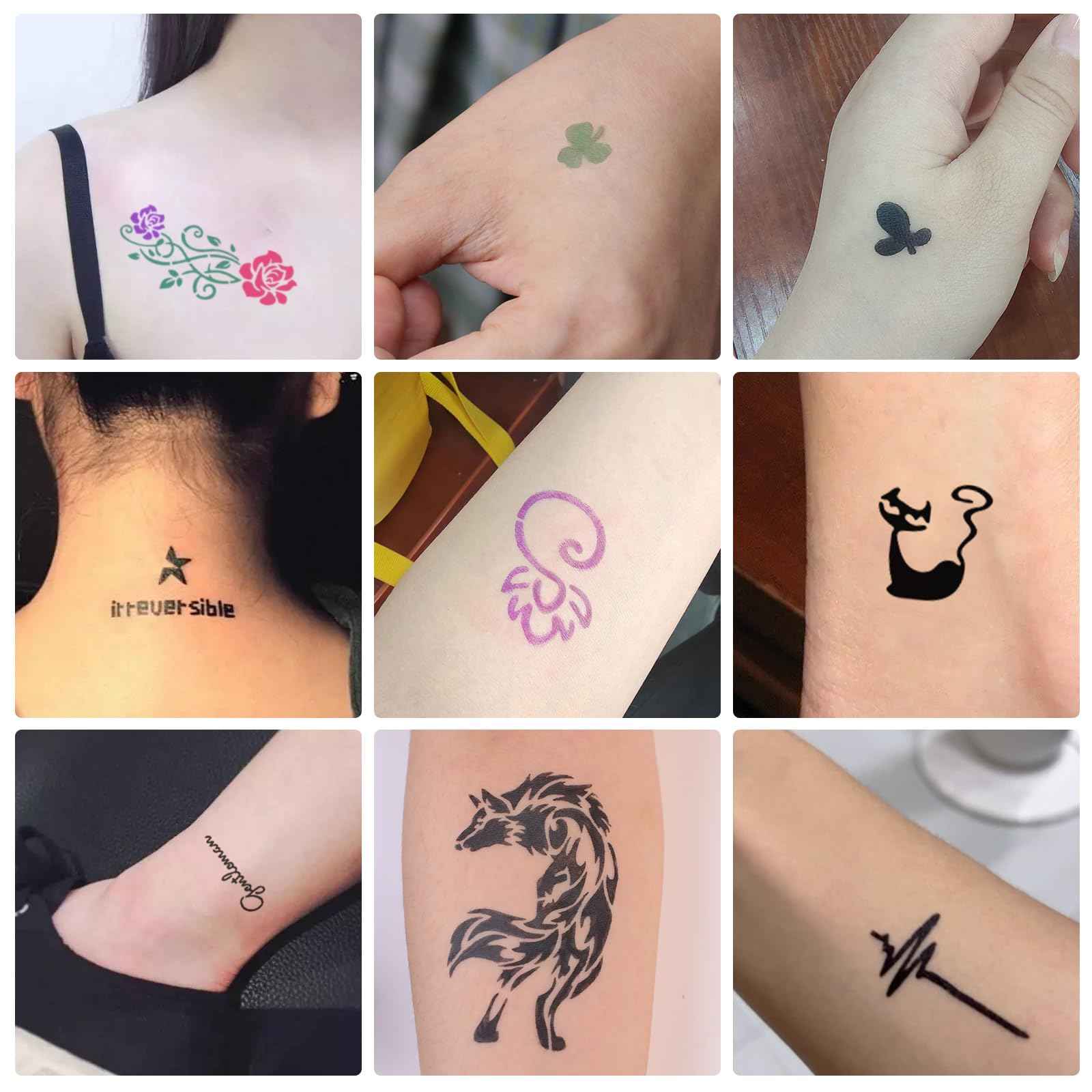 PFARRER Temporary Tattoo Kit Ink,49 Big Pcs Stencils Kit for Body Paint DIY Fake Tattoos for Kids