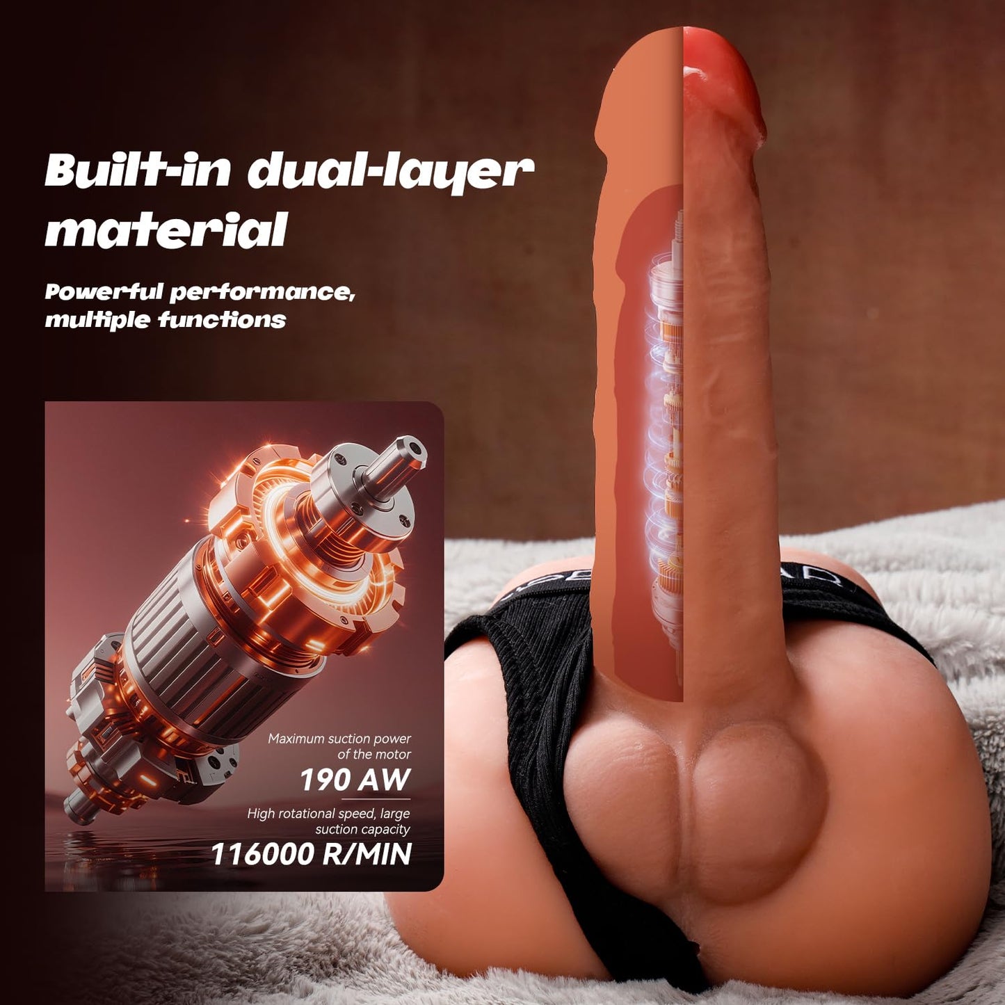Baquick Thrusting Dildo Vibrator Sex Toys - Women Hands-Free Ride Penis