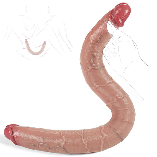 Long Double Dildo Sex Toys - 19.7" Realistic Double Sided Dildo for Lesbian Sex Toys, Silicone Huge Thick Dildos G Spot and Anal Sex Toys for Women & Couples