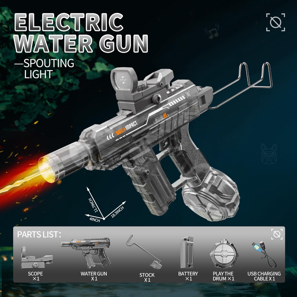 Electric Water Gun for Adults Kids,Realistic SMG,Rechargeable,Automatic Squirt Watergun,Pool Party Outdoor Toy,Summer Battle Game,Long Range,2026 Super Powerful LED Blaster Electric Water Guns