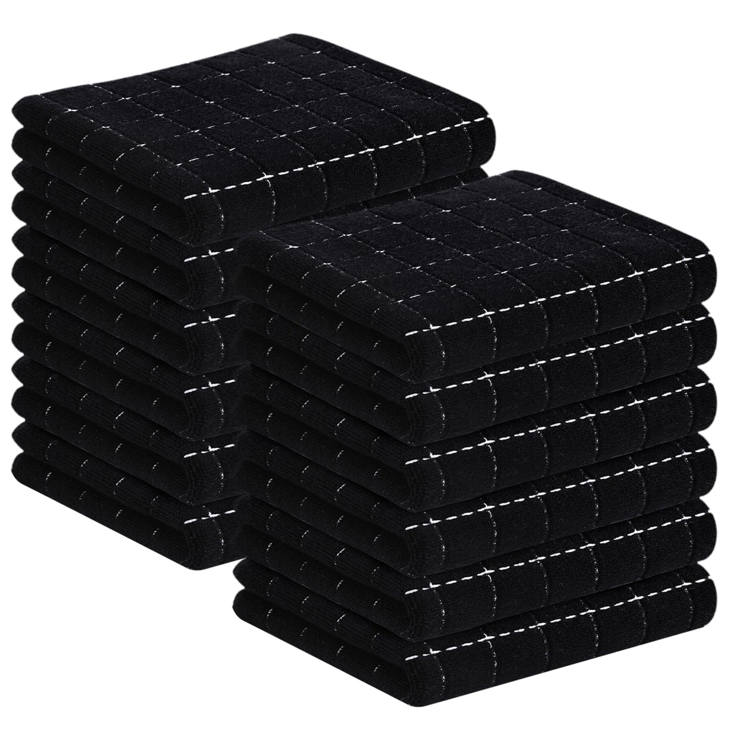 Homaxy 100% Cotton Terrycloth Check Design Dish Cloths & Dish Towels, Soft and Absorbent, Perfect for Kitchen Drying and Washing