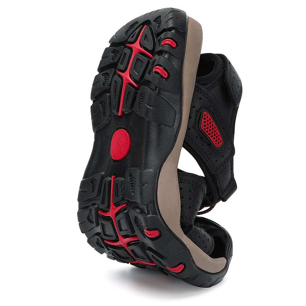 FLARUT Men's Sport Sandals Outdoor Hiking Sandals Closed Toe Leather Athletic Lightweight Trail Walking Casual Sandals Water Shoes