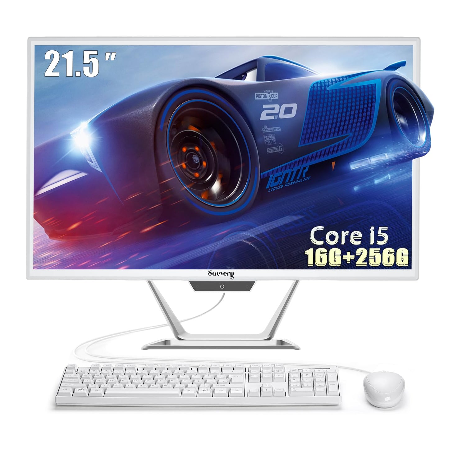 suevery All-in-One PC 21.5 AIO Desktop Computer Core I5, 256G SSD 16G RAM, Wi-Fi6, 1080P Gaming All in One 22" FHD Business Display for Home Office with Keyboard & Mouse (GB, 256)