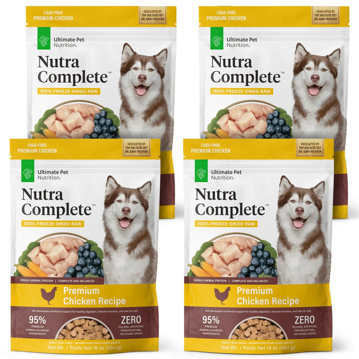 ULTIMATE PET NUTRITION Nutra Complete, 100% Freeze Dried Veterinarian Formulated Raw Dog Food with Antioxidants Prebiotics and Amino Acids,