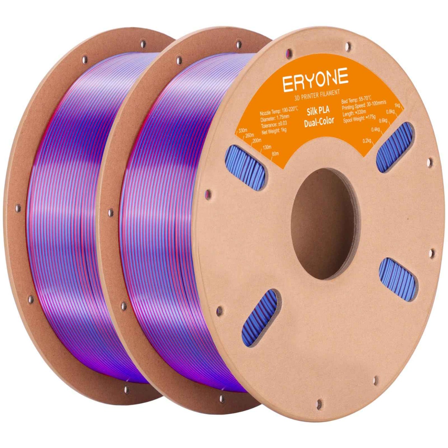 ERYONE Silk Color PLA Filament 3D Printer 1.75mm +/- 0.03mm, Filament PLA Cardboard Spool