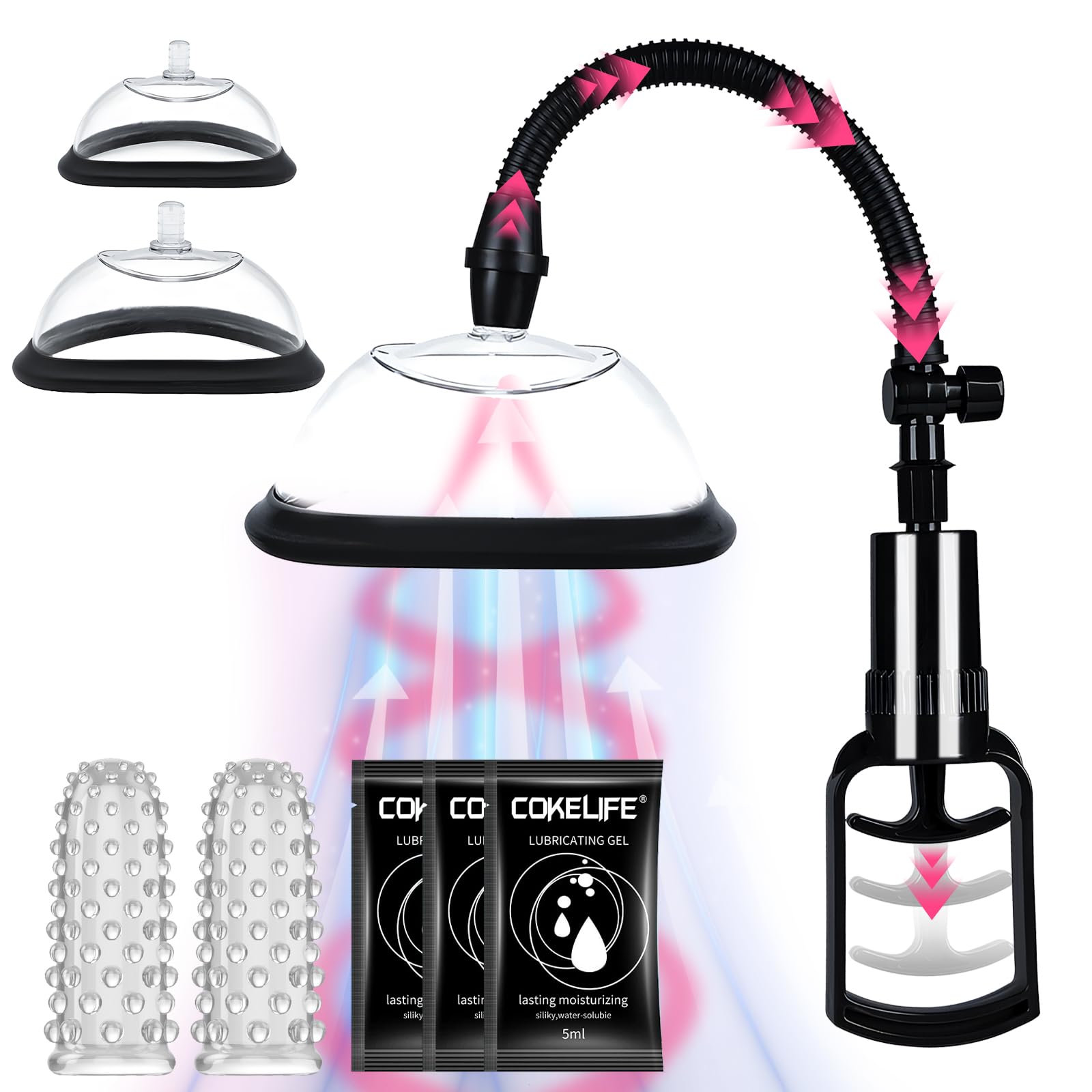 Pussy Pump, Vagina Pump, Clitoral and Vaginal Pump System with Vacuum Release Valve, 2 Cups Included, for Enhanced Sensation and Sexual Pleasure, Adult Toy for Women