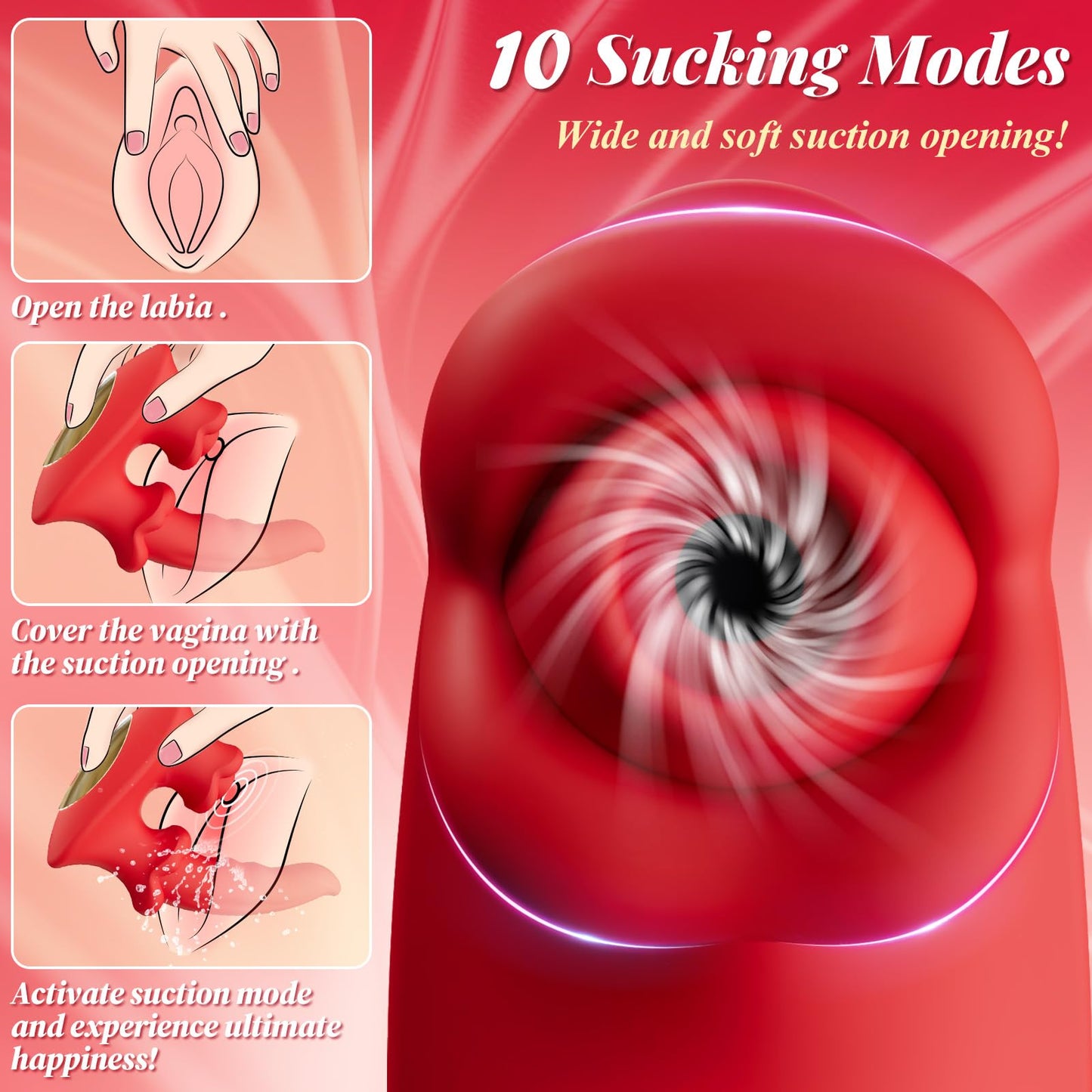 Womens Sex Toys Sucking Vibrators - Clitoral G Spot Tongue Vibrator with 3 * 10 Sucking Wiggling Vibrating Modes, Nipple Clit Sucker Anal Dildos Rose Vibrator Adult Sex Toys for Women Men Couples