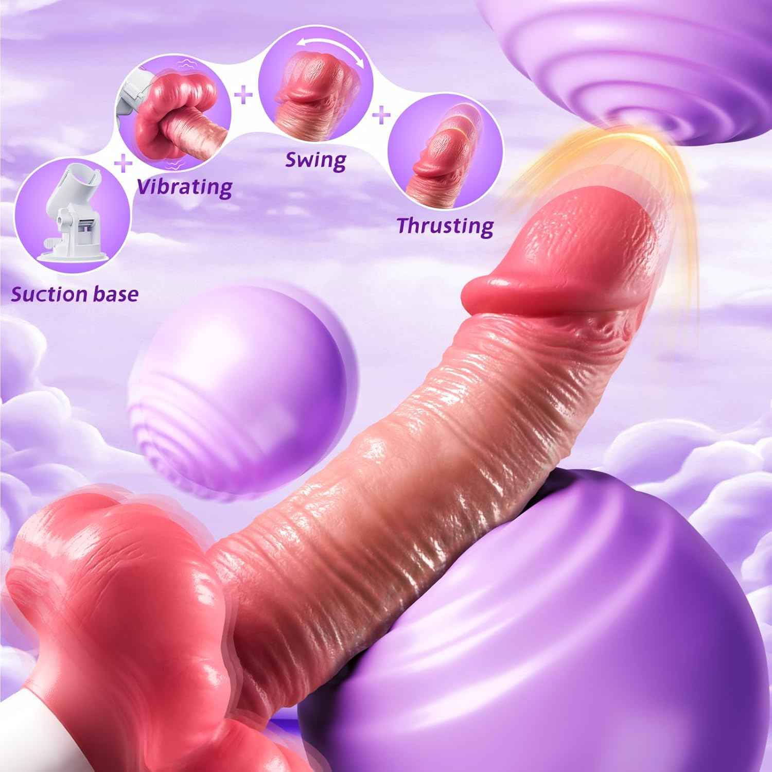 QEQWGT Thrusting G-Spot Dildo Vibrator Heating Swing Modes Remote Control