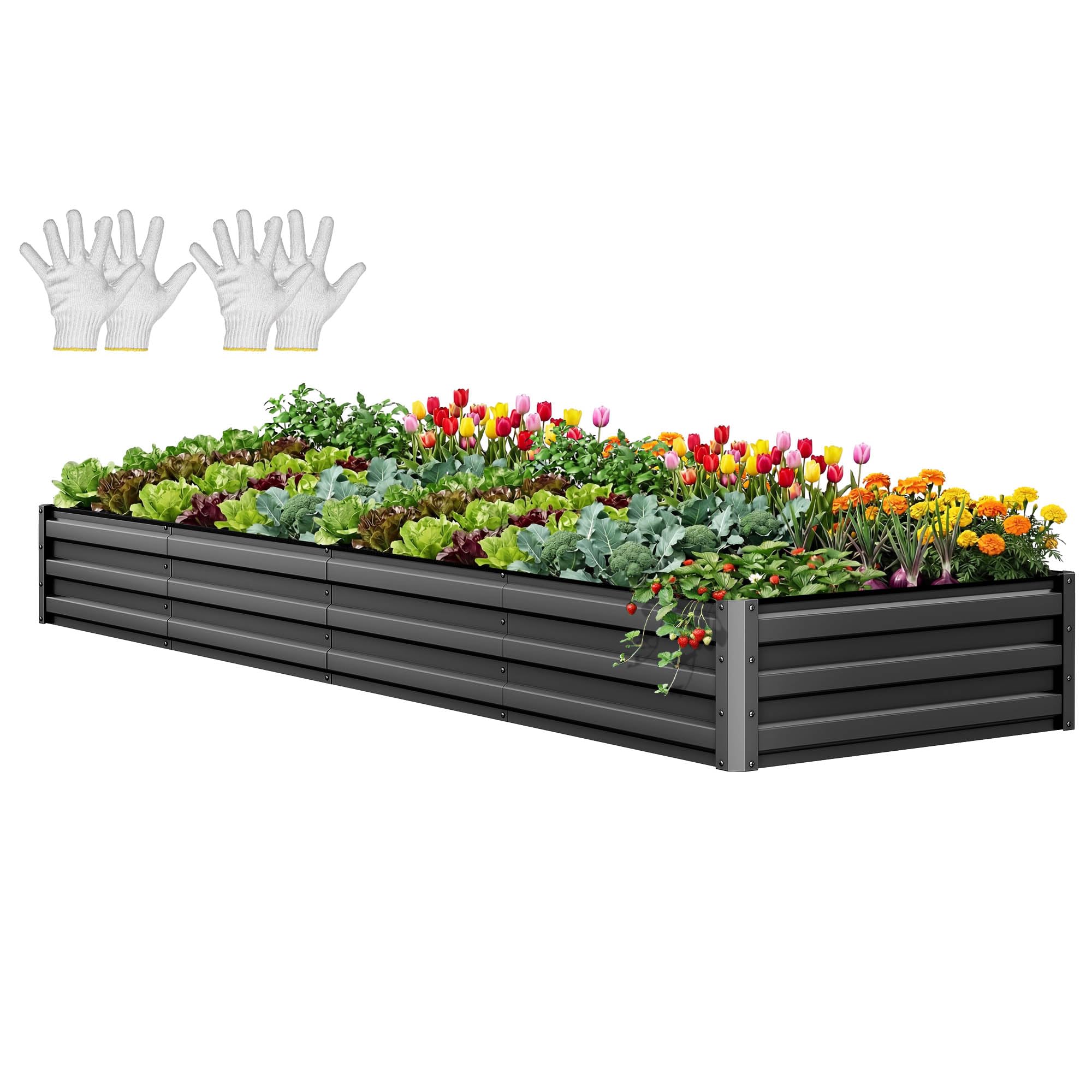 YITAHOME Raised Garden Bed Kit with Gloves, Ground Nails, Support Rod-1