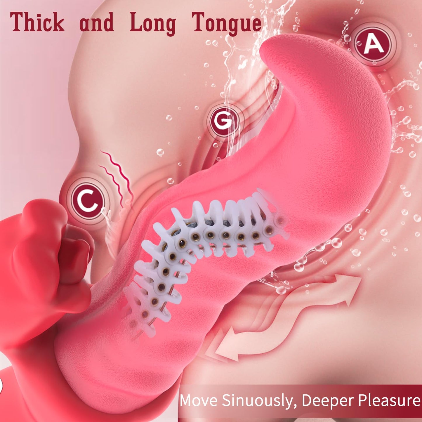 Tongue Vibrator Sex Toys for Women, Thrusting Undulating Vibrators Dildo with 10 Thrustion Wiggling & Vibration Modes, Move Sinuously G Spot Clitoral Stimulator Rose Toy for Couples Pleasure