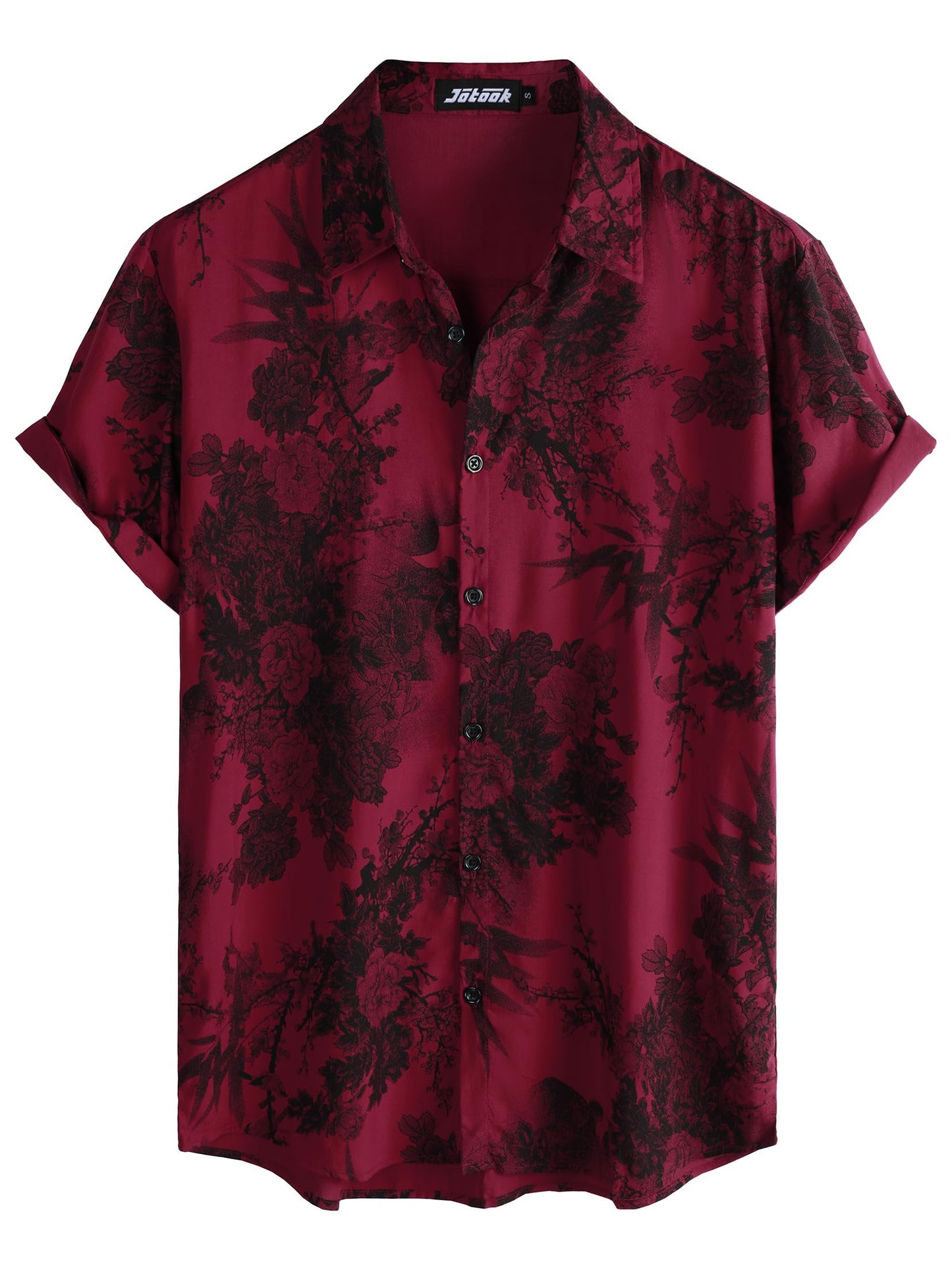 JOTOOK Mens Hawaiian Shirt Short Sleeve Button Down Tropical Shirts Casual Floral Summer Beach Shirt