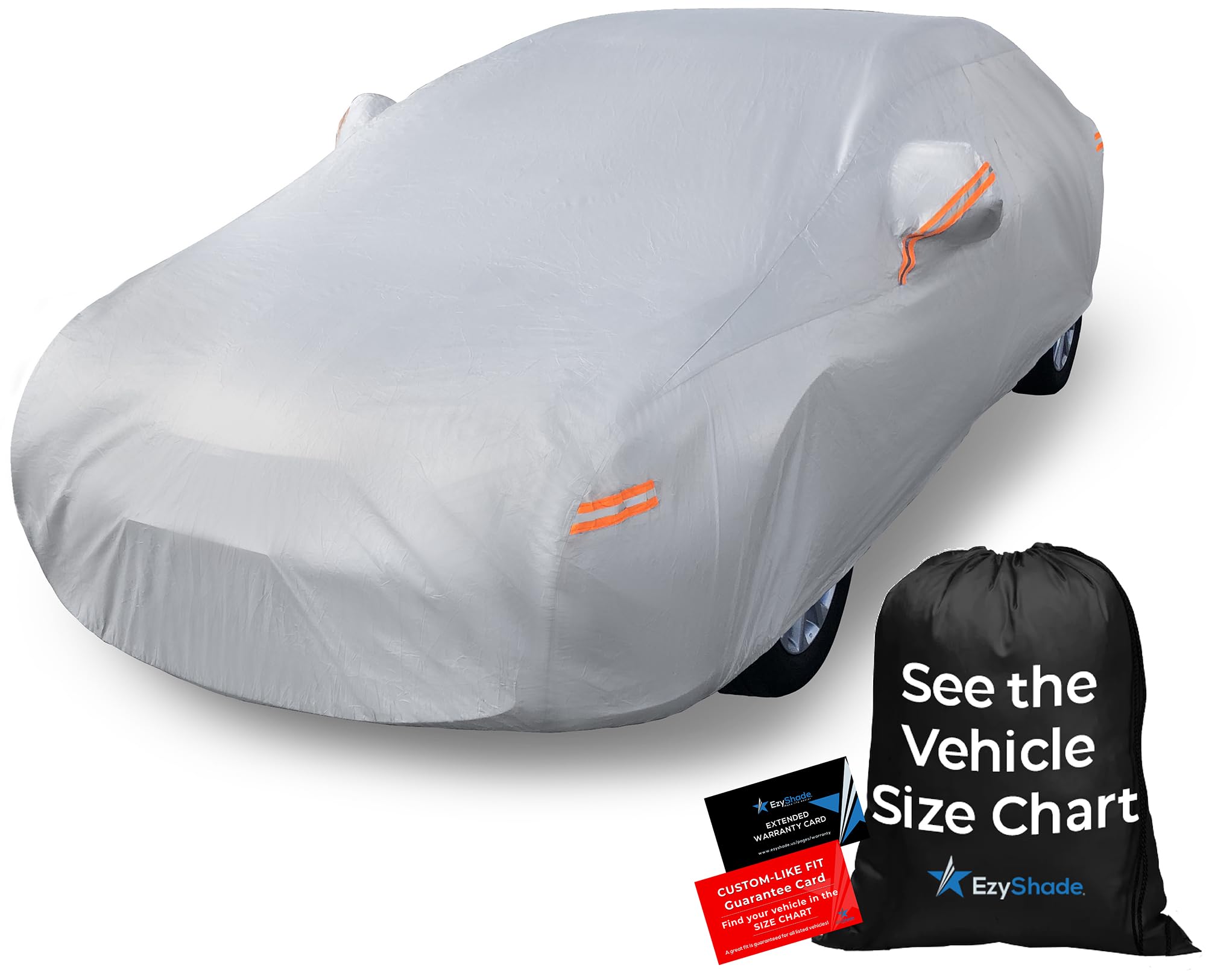 EzyShade 10-Layer Car Cover Waterproof All Weather. See Vehicle Size-Chart for Accurate Fit. Outdoor Full Exterior Covers for Automobiles Sedan Hatch. Rain Sun Snow.