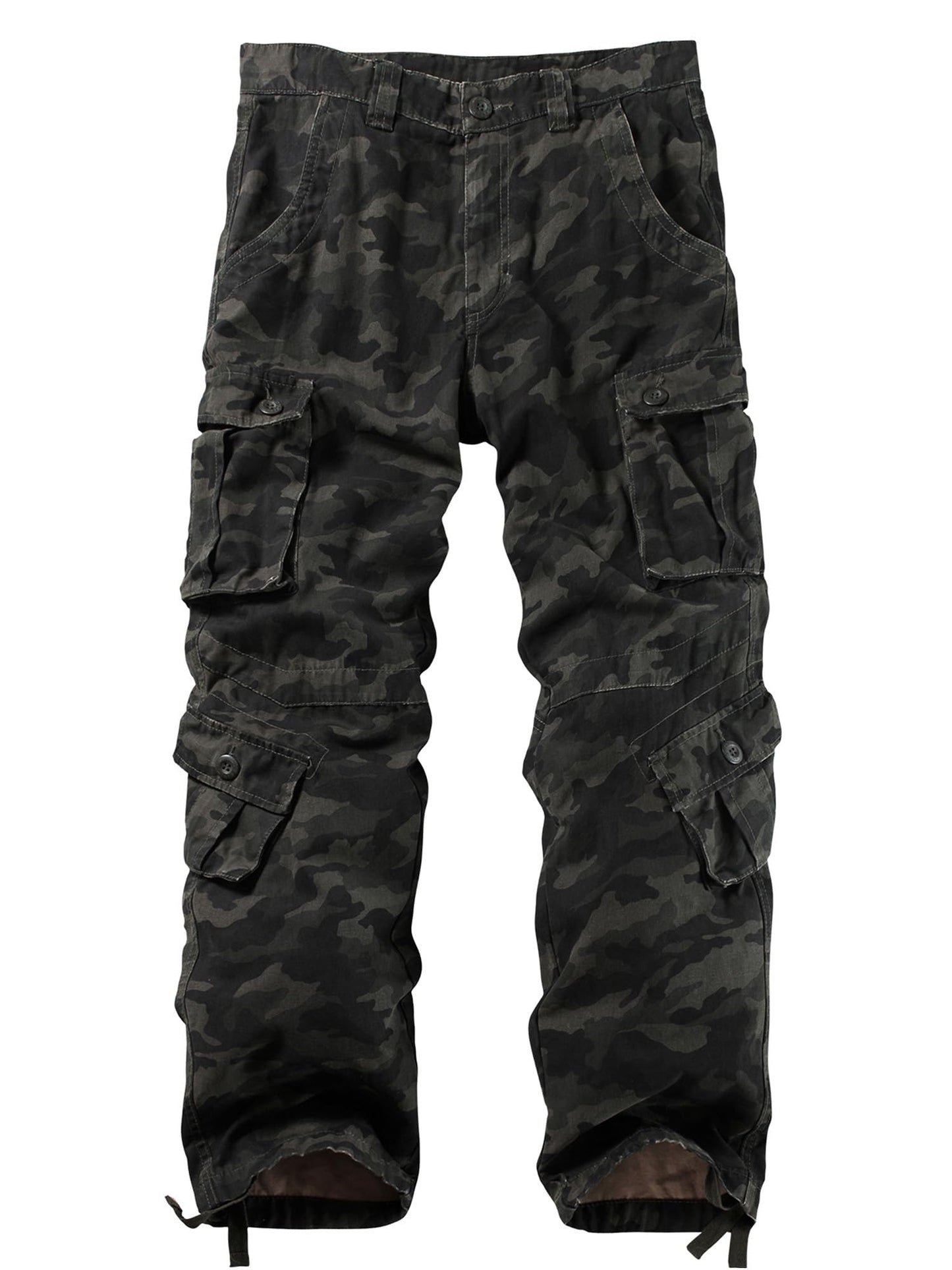 AKHIKING Men's Camo Cargo Work Pants Cotton Tactical Ripstop Casual Combat Pants with 8 Pockets