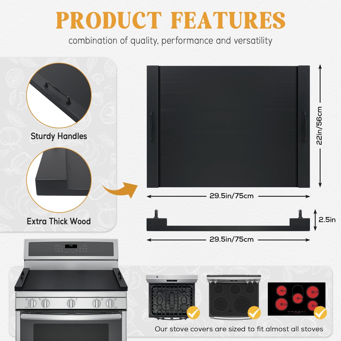 GASHELL Noodle Board Stove Cover with Handles, Multiple Stove Top Cover Board for Electric/Gas Stove Top(Forest Green)