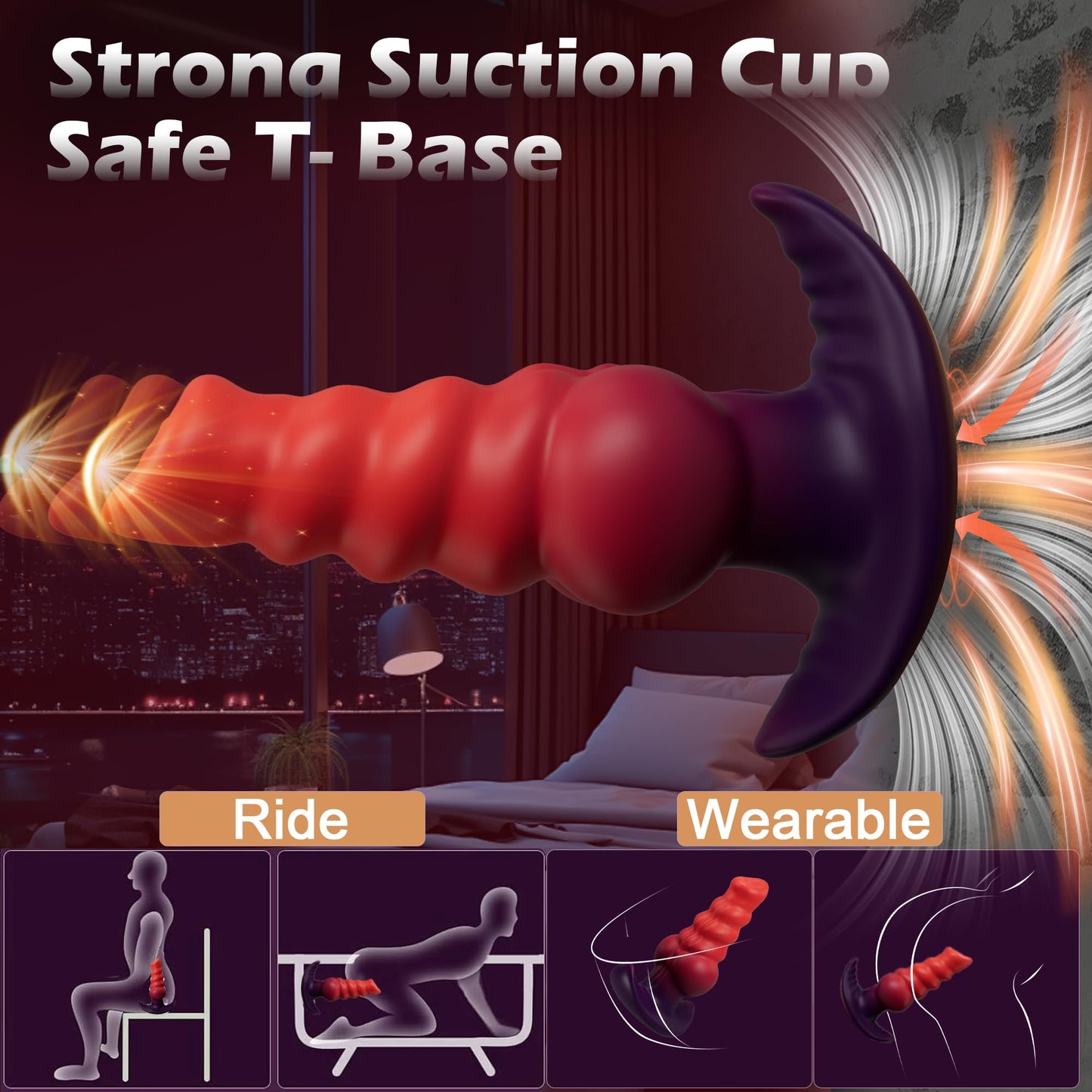 Thrusting Prostate Massager Vibrating Butt Plug Anal Vibrator, Fantasy Monster Knot Dildo Silicone Anal Plug Large Buttplug with 9 Thrusting, Vibration & Suction Cup, Adult Sex Toys for Men Women Gay