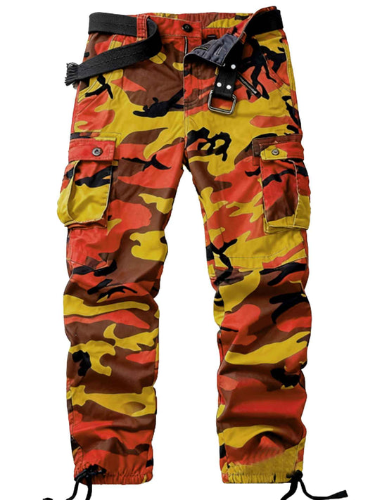 AKHIKING Men's Camo Cargo Work Pants Cotton Tactical Ripstop Casual Combat Pants with 8 Pockets
