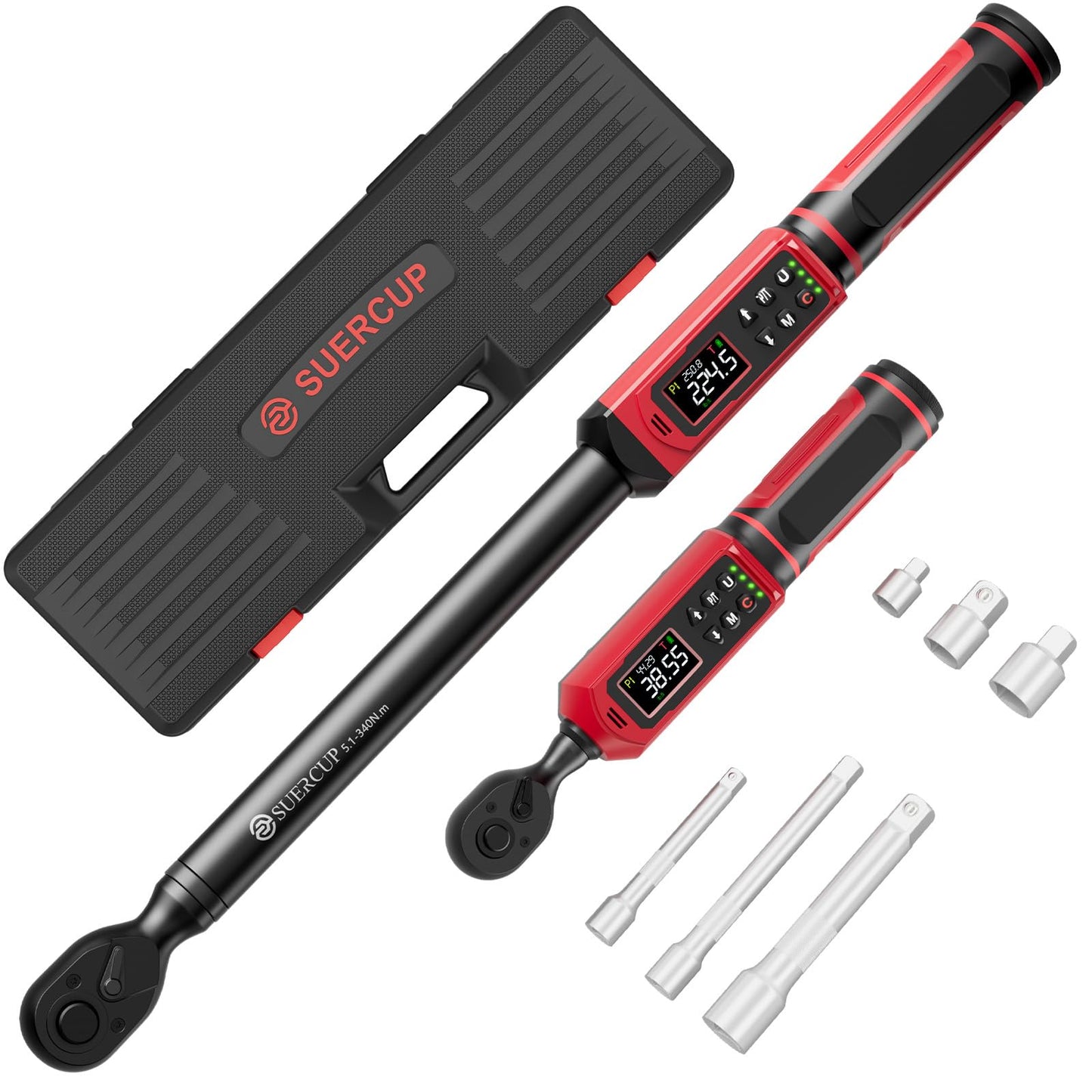SUERCUP Digital Torque Wrenc ±1% Accuracy with Vibration, Buzzer,LED Notification and Five Units of Measure, for Car,Motorcycle Repair, DIY