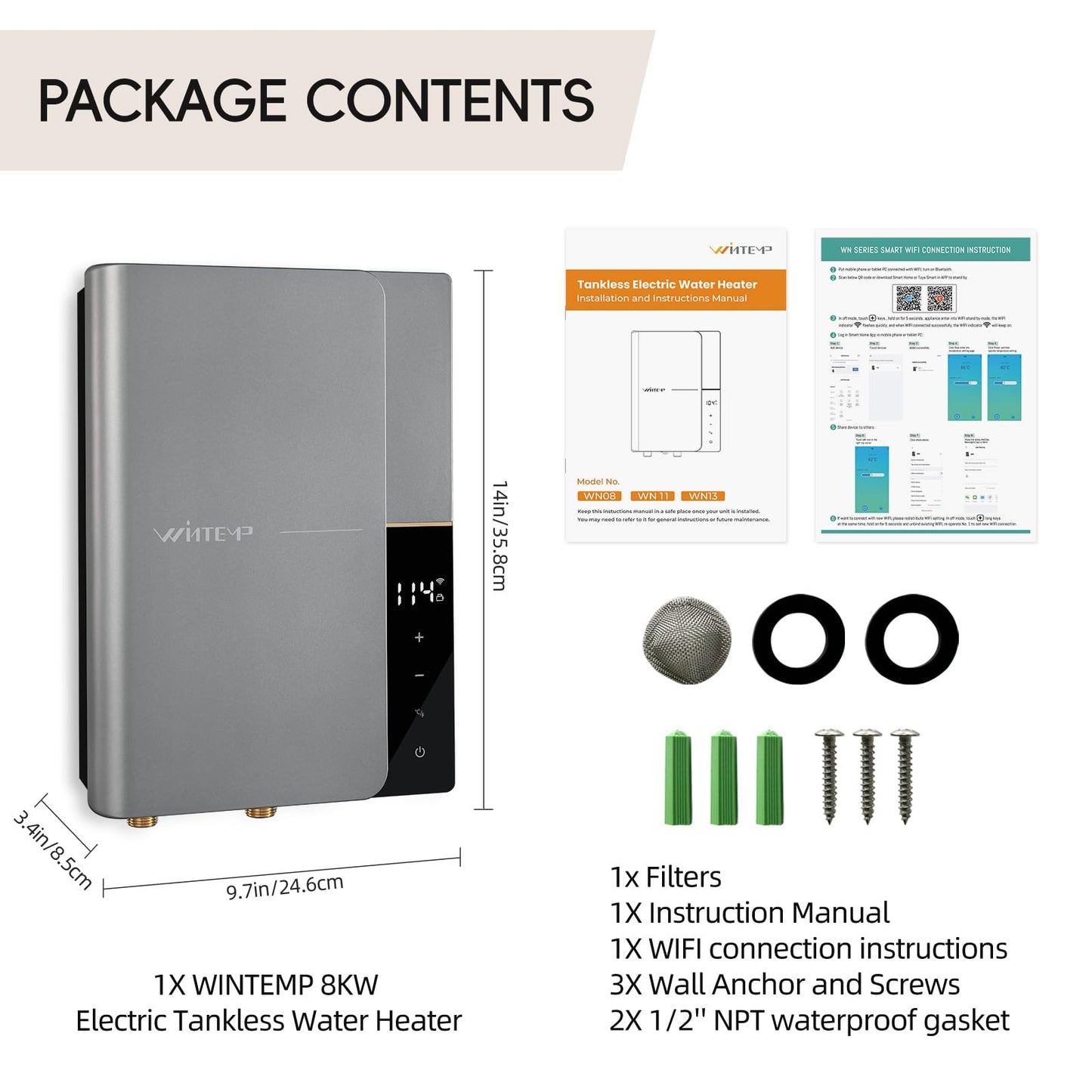 Wintemp Electric Tankless Water Heater WN 240V