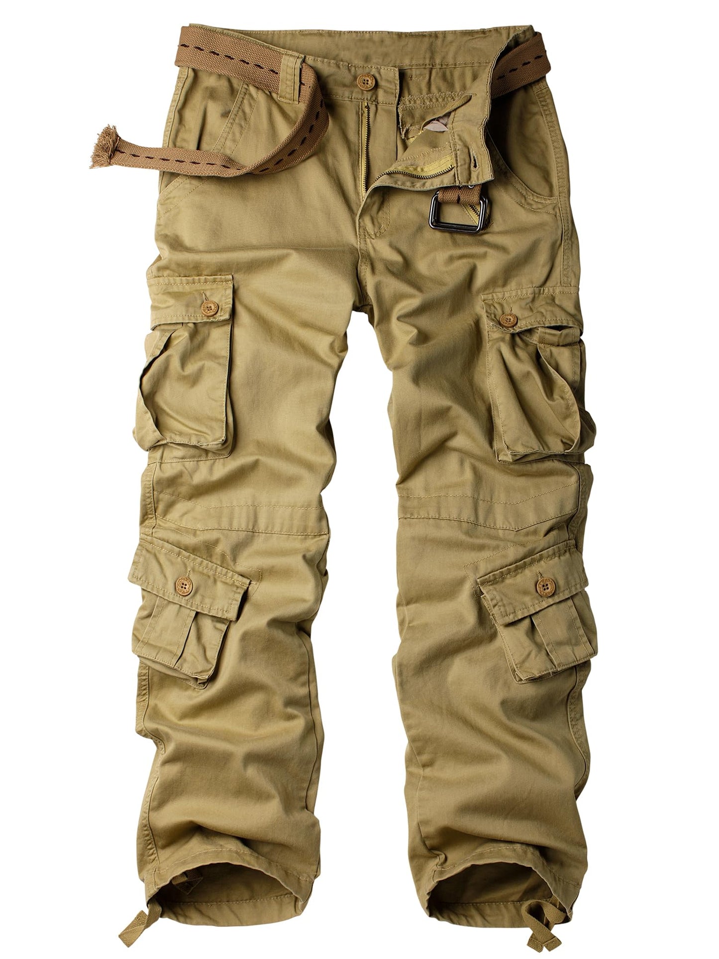 AKHIKING Men's Camo Cargo Work Pants Cotton Tactical Ripstop Casual Combat Pants with 8 Pockets