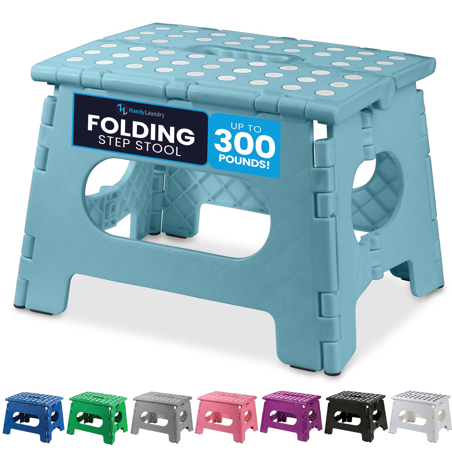 Handy Laundry Folding Lightweight Step Stool - Sturdy Enough to Support Adults and Safe Enough for Kids - Opens Easy with One Flip - Great for Kitchen, Bathroom or Bedroom