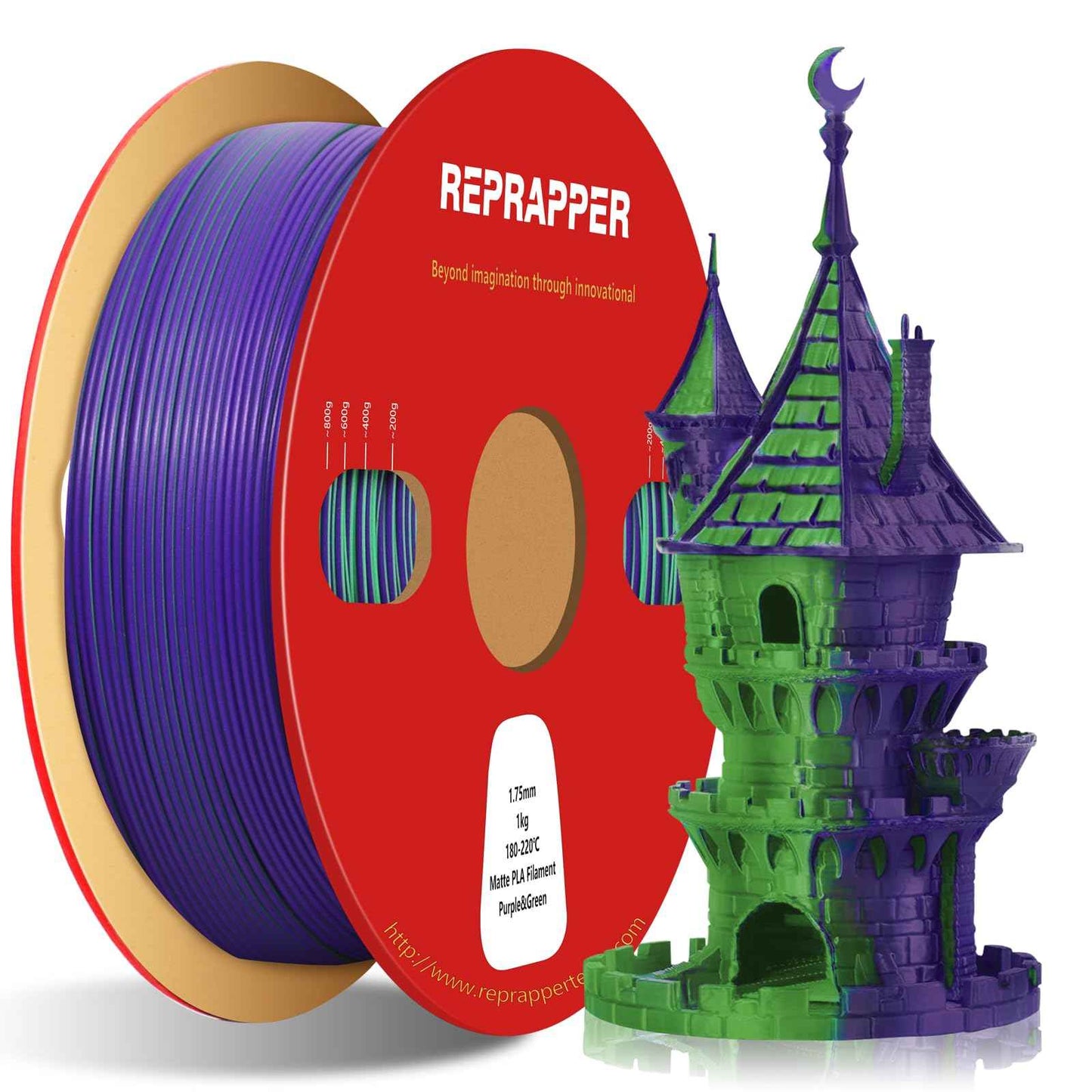 RepRapper PLA Filament Glow Dual PLA Filament 1KG for FDM 3D Printer