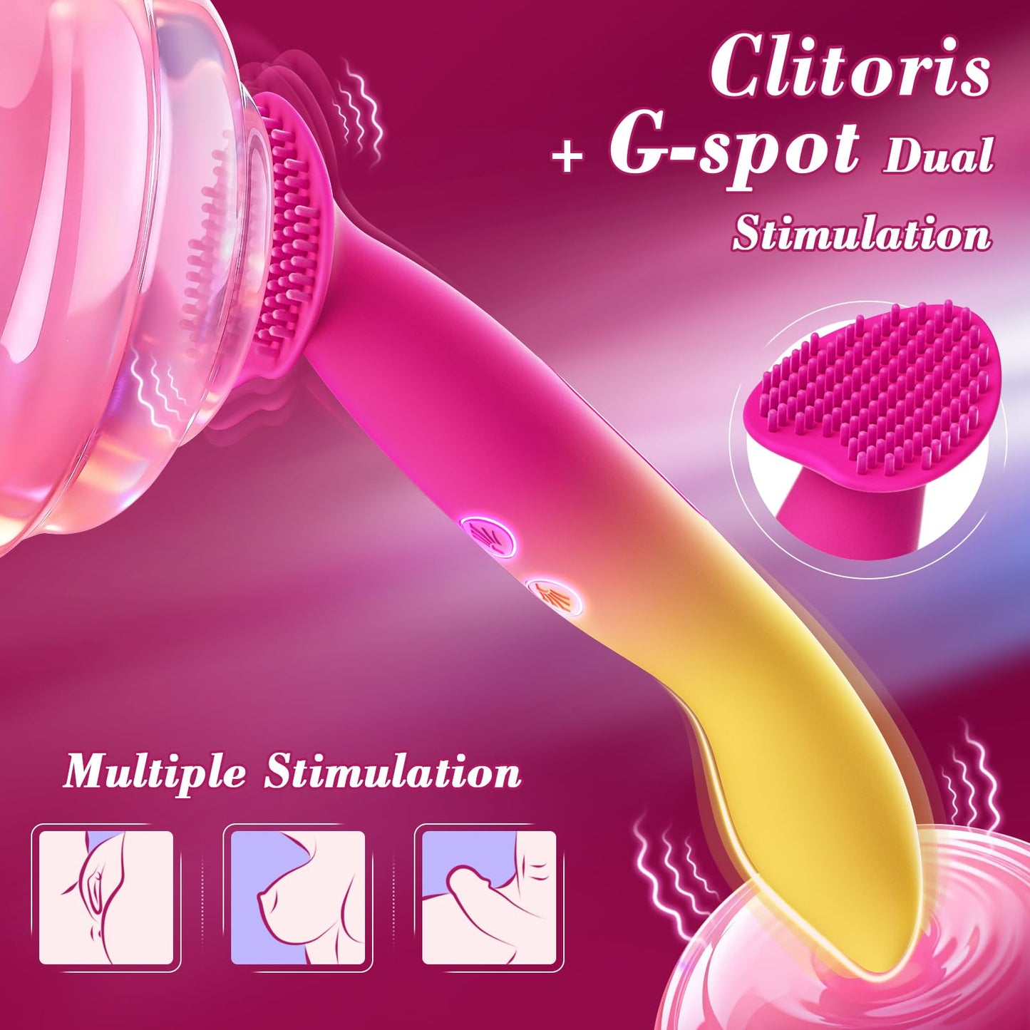 Vibrator Adult Sex Toys for Women - G Spot Clitoral Stimulator Dildo with 10*10 Vibrations, Finger Bullet Vibrators Couples Toy, Waterproof Dual-ended Personal Wand Massager for Anal Nipple Vulva Play