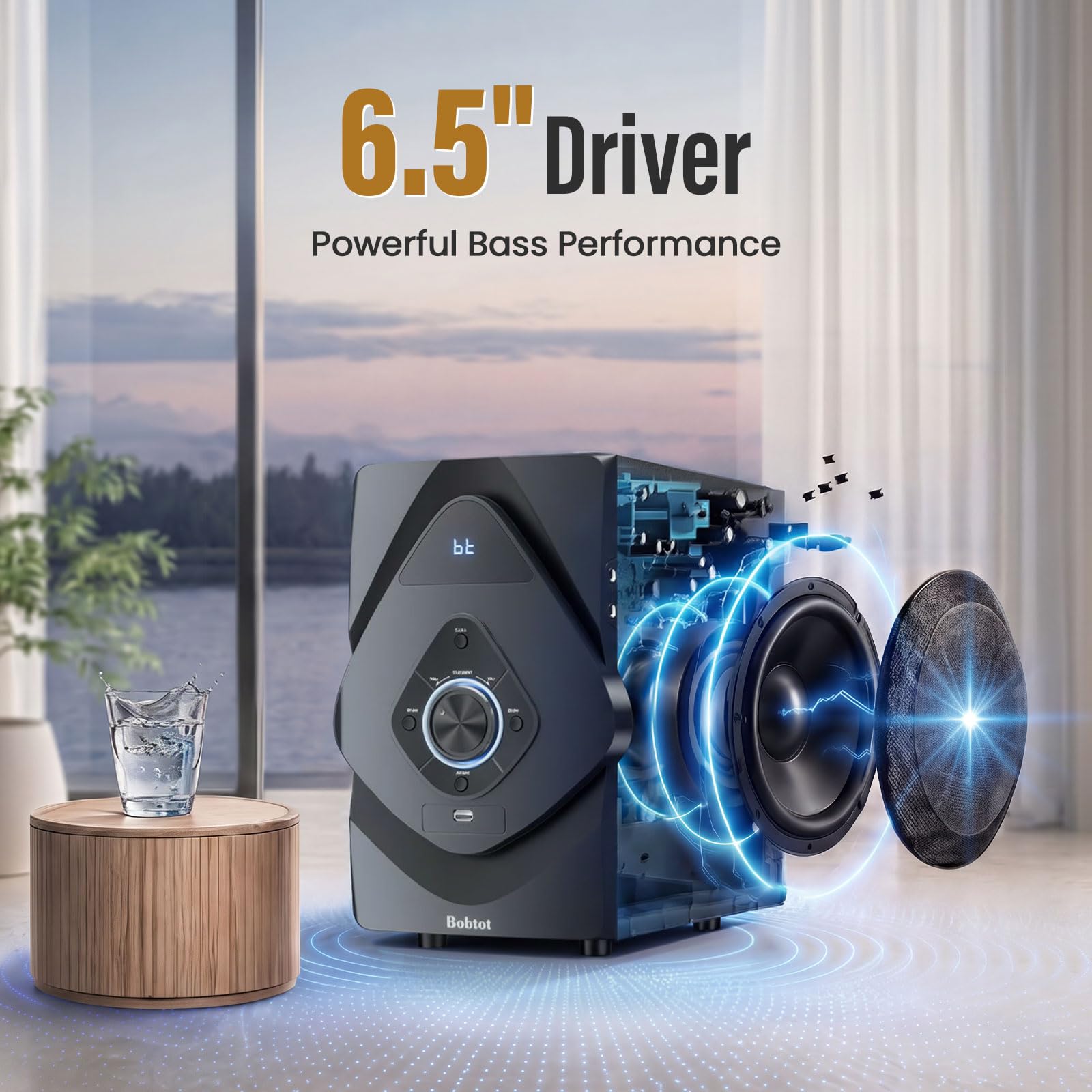 Bobtot Home Theater System Wireless Rear Satellite Speakers 800W 6.5 inch Subwoofer 5.1/2.1 Channel Surround Sound Systems with ARC Optical Bluetooth Input