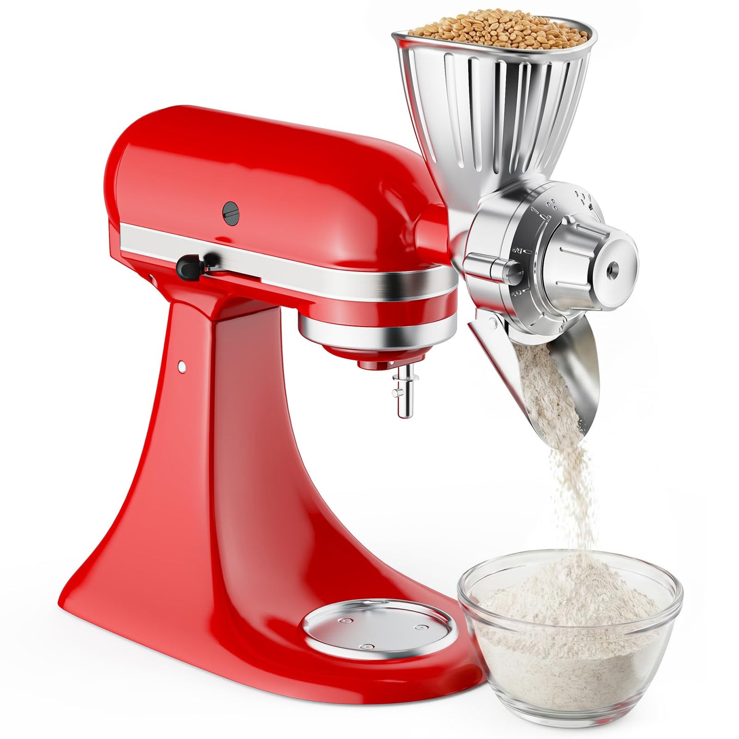 Grain Mill Attachment for KitchenAid Stand Mixer, 9-Speed Metal Flour Mill for KitchenAid, Household Grain Mill Grinder Fit for Grinding Wheat, Corn, Oats, Buckwheat, Millet, Coffee Beans by InnoMoon