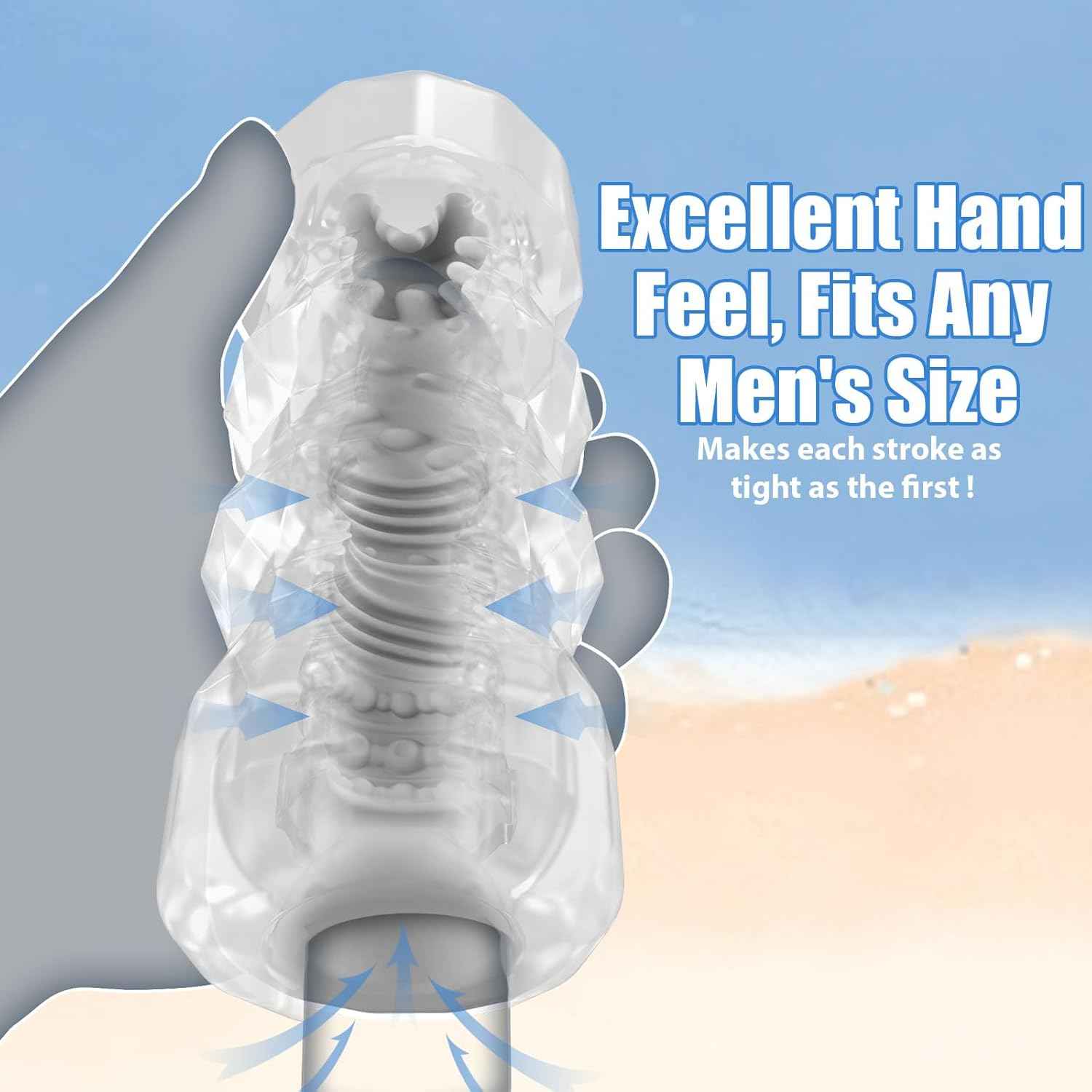 Male Masturbator Sex Toys - Transparent Pocket Pussy Stroker, TPE Male Masturbation Sleeve with 3D Textured, Penis Training Blowjob Sex Toy for Men with Storage Box