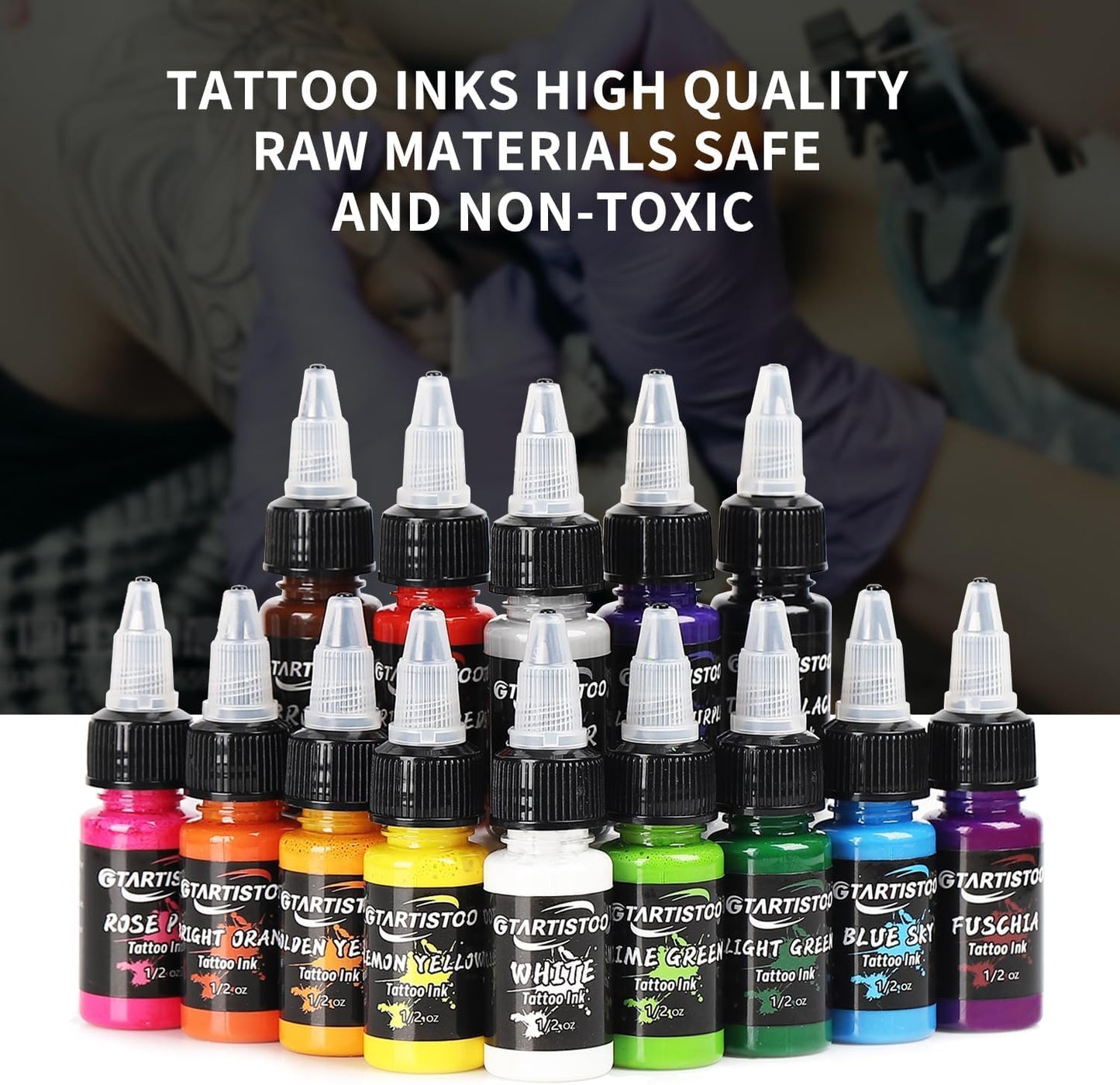 GTARTISTOO Professional Tattoo Ink Set 14 Colors 15ml Pigment