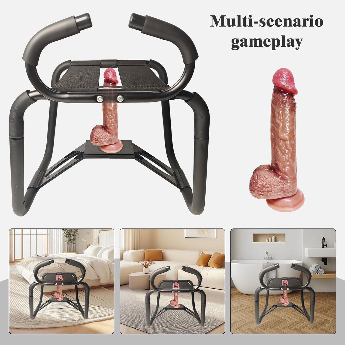 Dolltgoe Multifunction Sex Position Chair with Handrail Black