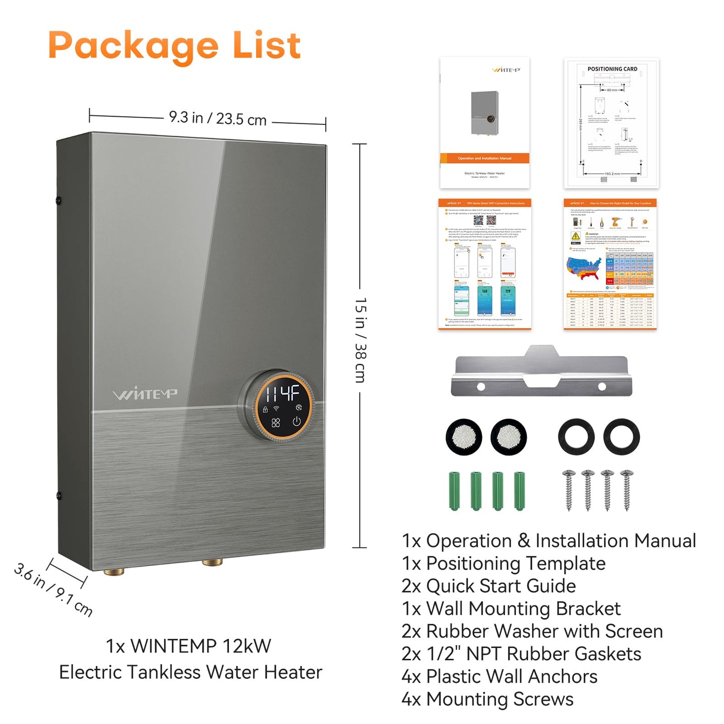 Wintemp Tankless Electric Water Heater WMV Plus WM 240V