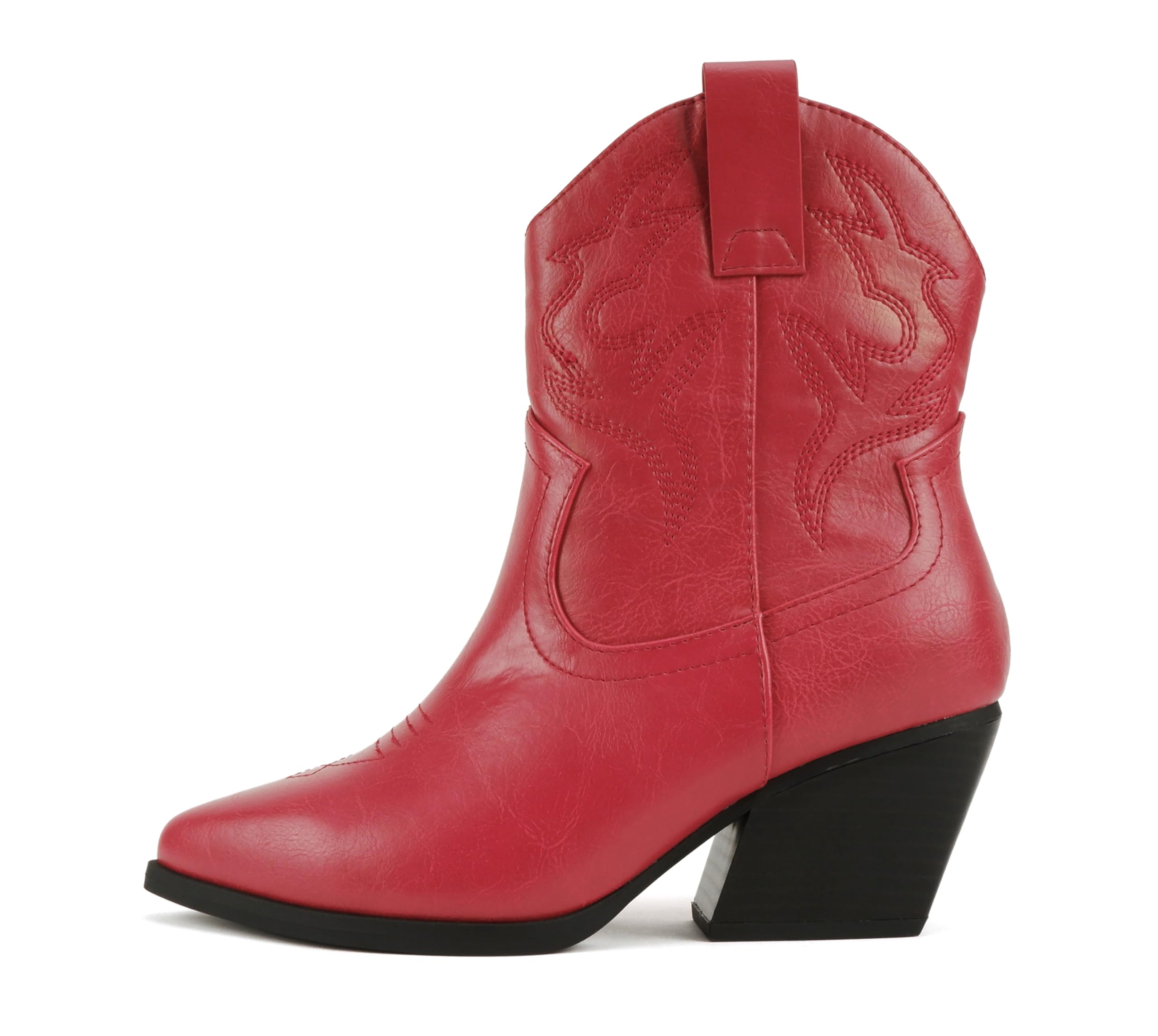 Soda “BLAZING” ~ Women Western Bootie Pointe Toe with Low Heel (Wide Fit Available)