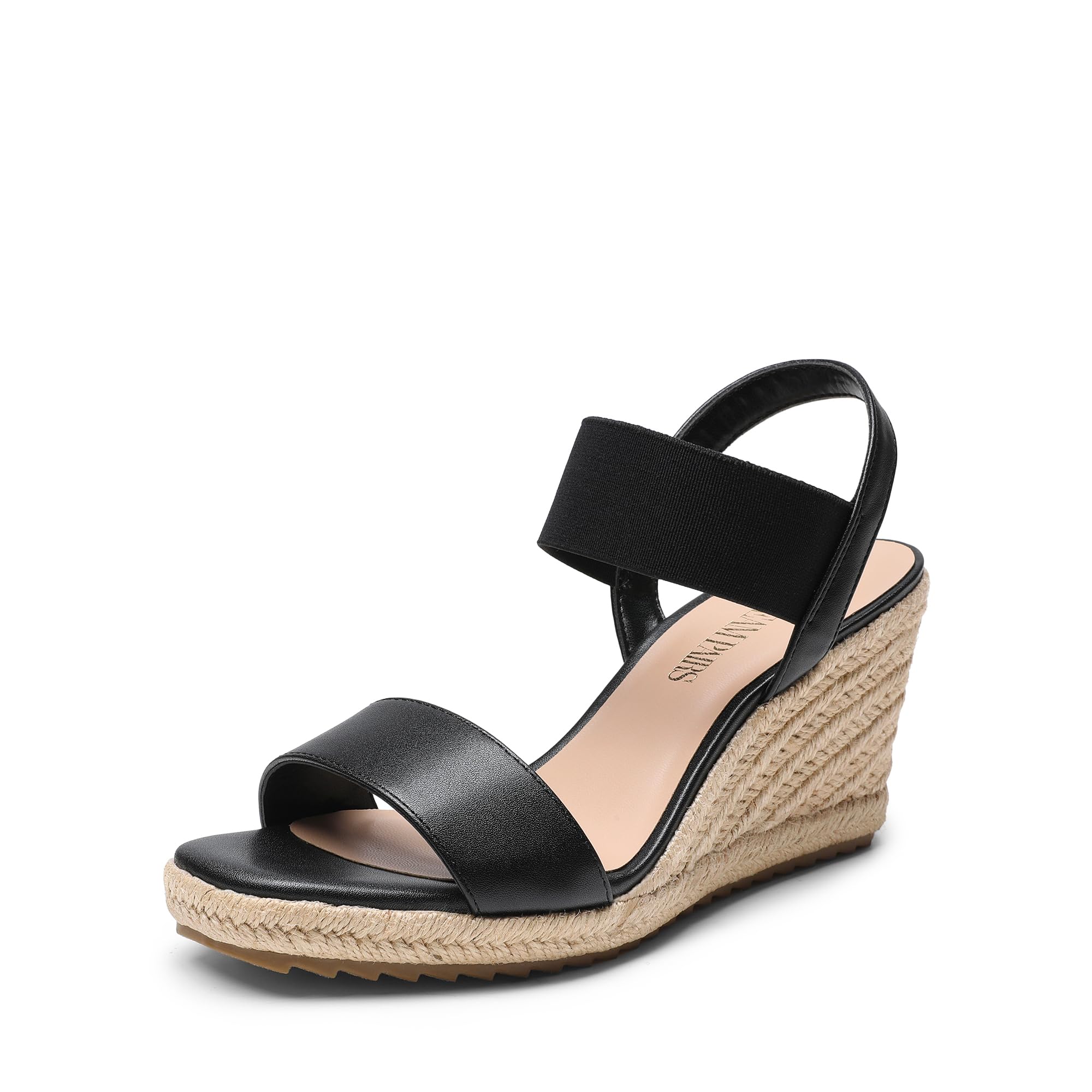 DREAM PAIRS Womens Open Toe Espadrilles Dressy Platform Sandals Slip on Elastic Ankle Strap Wedges Sandals