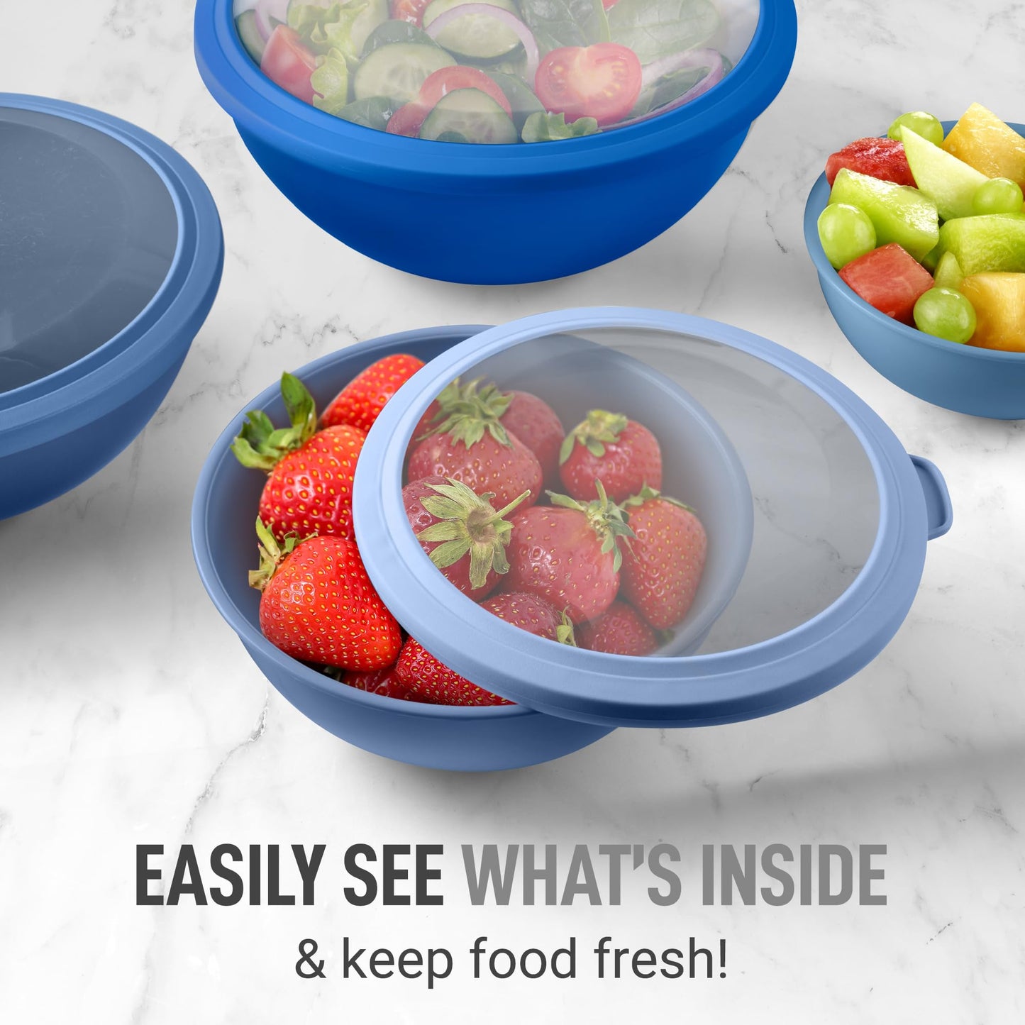 Zulay Kitchen Piece Plastic Mixing Bowls with Lids Set