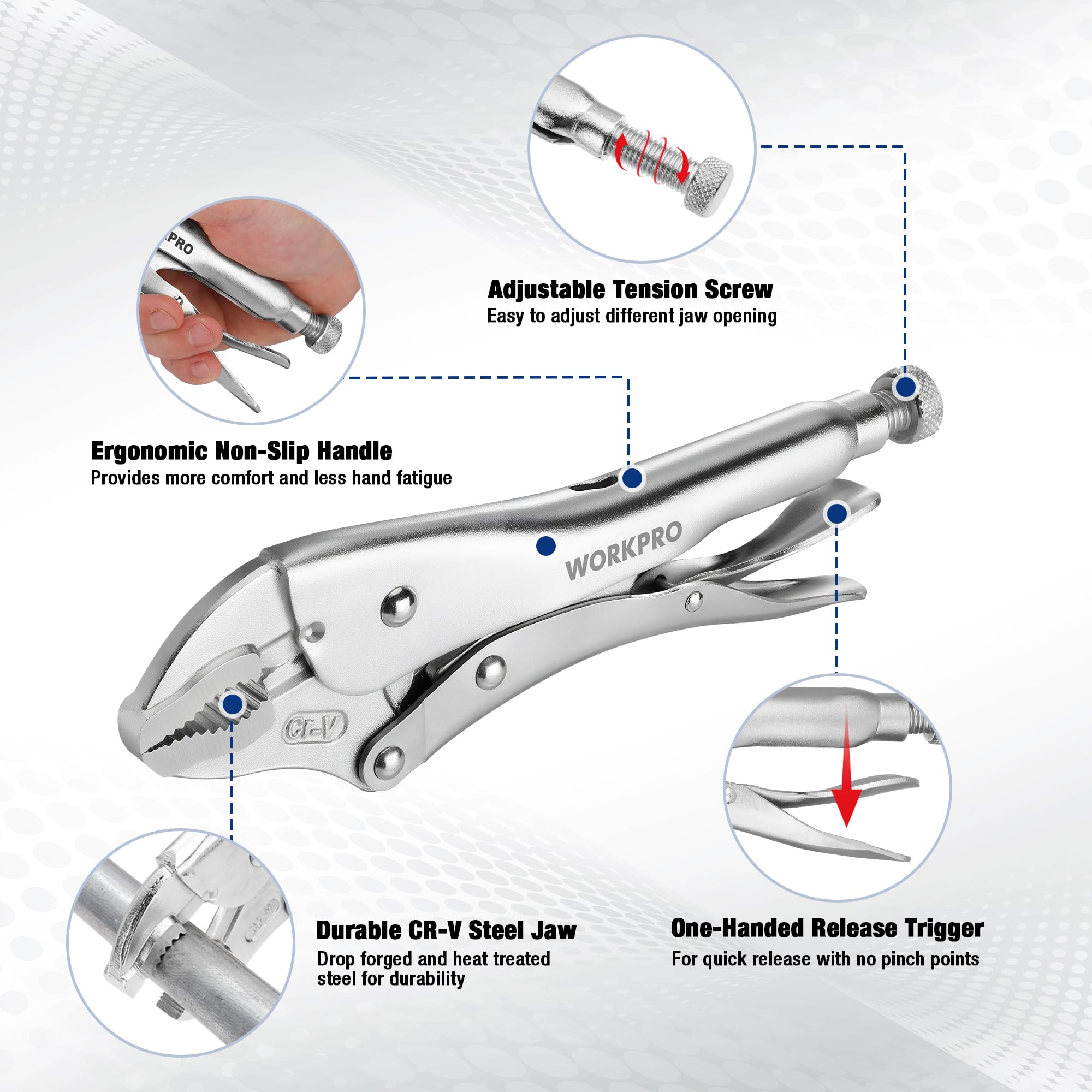 WORKPRO 5-Piece Locking Pliers Set,