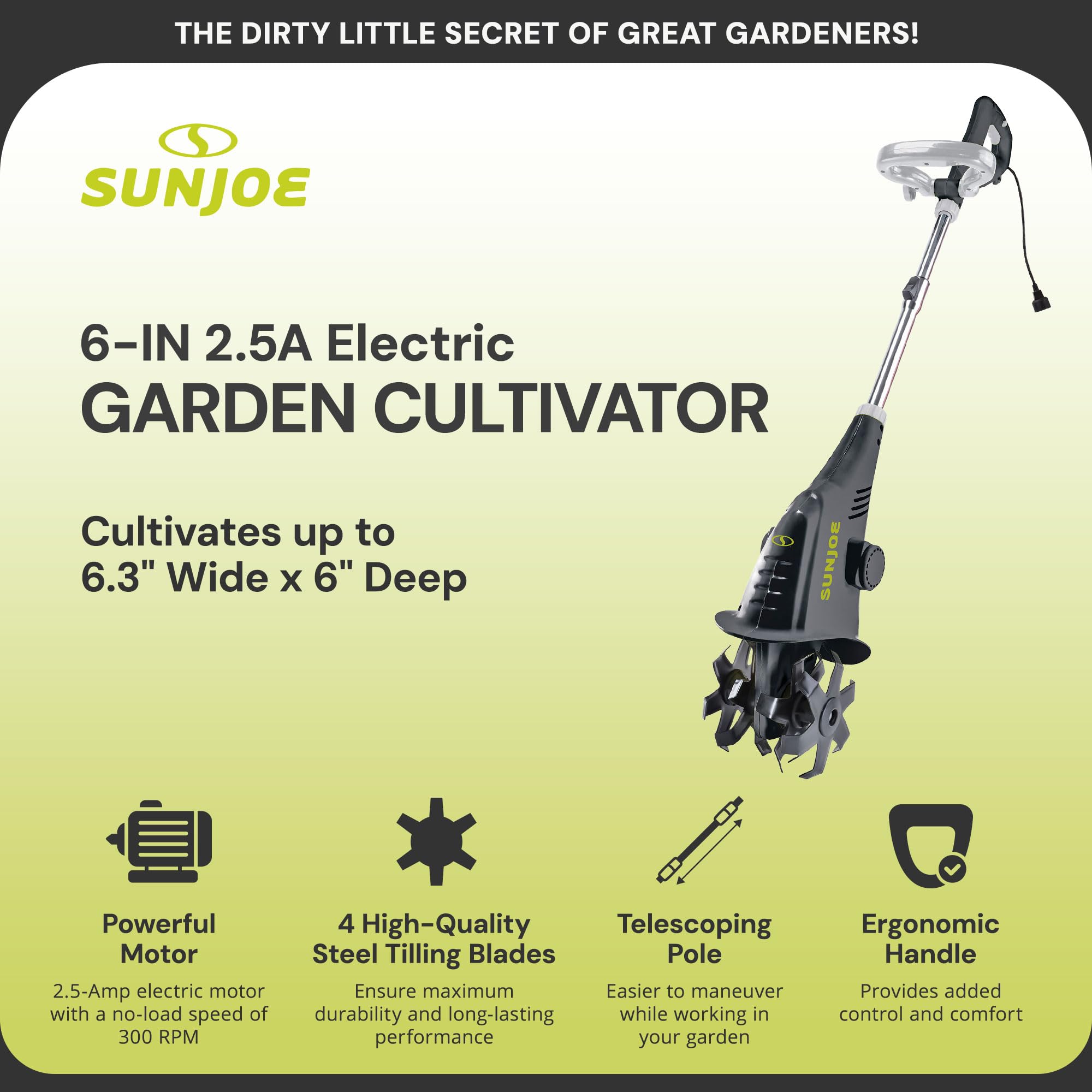 Sun Joe Corded Electric Garden Tiller & Cultivator