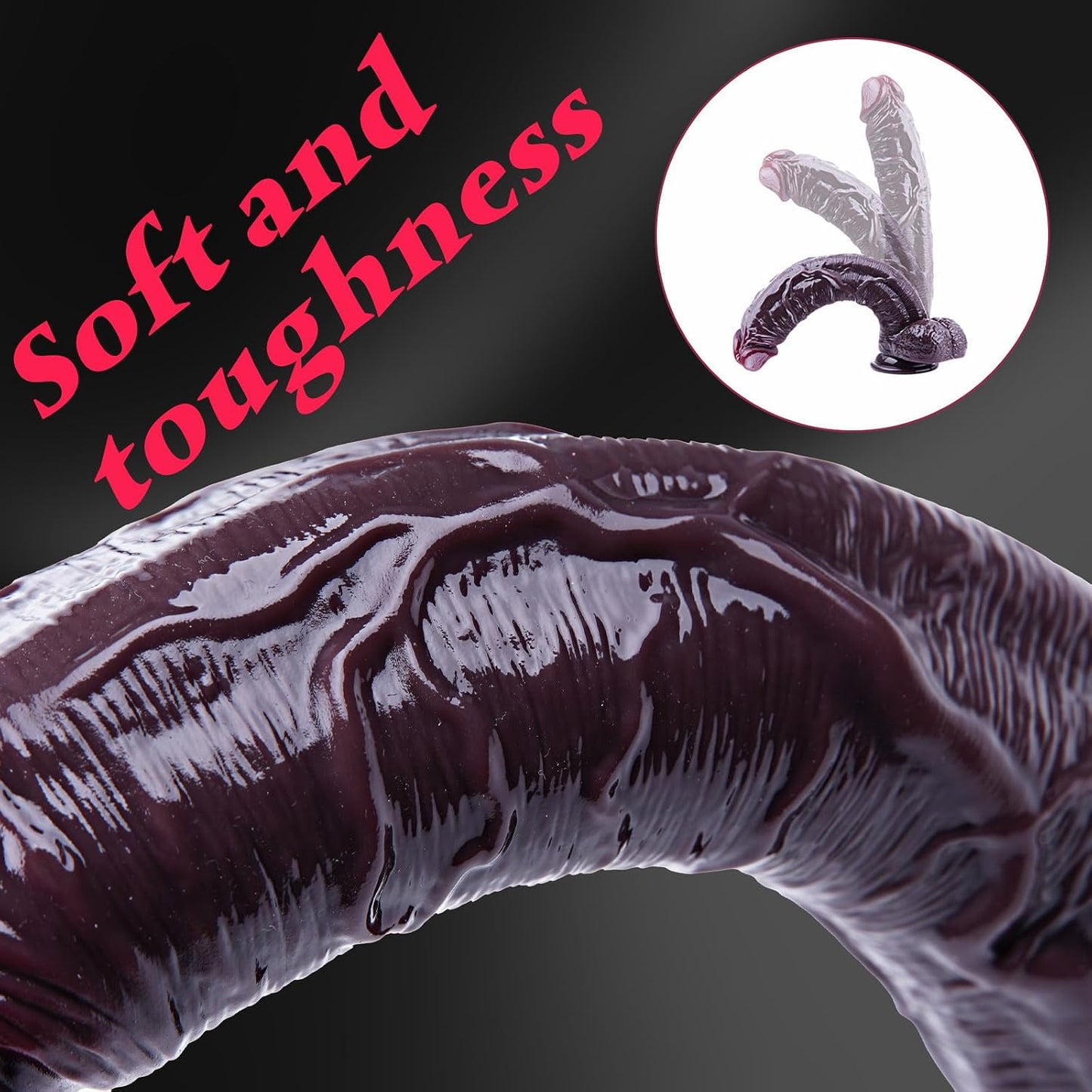 Hainuo Realistic Silicone Dildo with Suction Cup Black