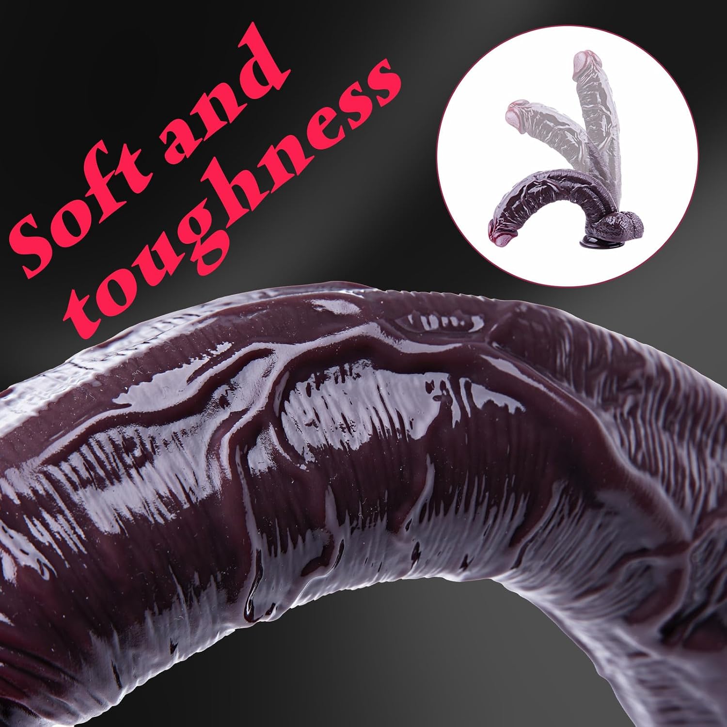 Hainuo Realistic Silicone Dildo with Suction Cup Black
