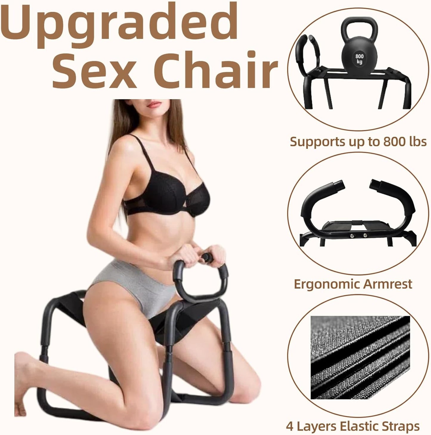 Eroslove Adjustable Sex Position Chair with Handrails Black