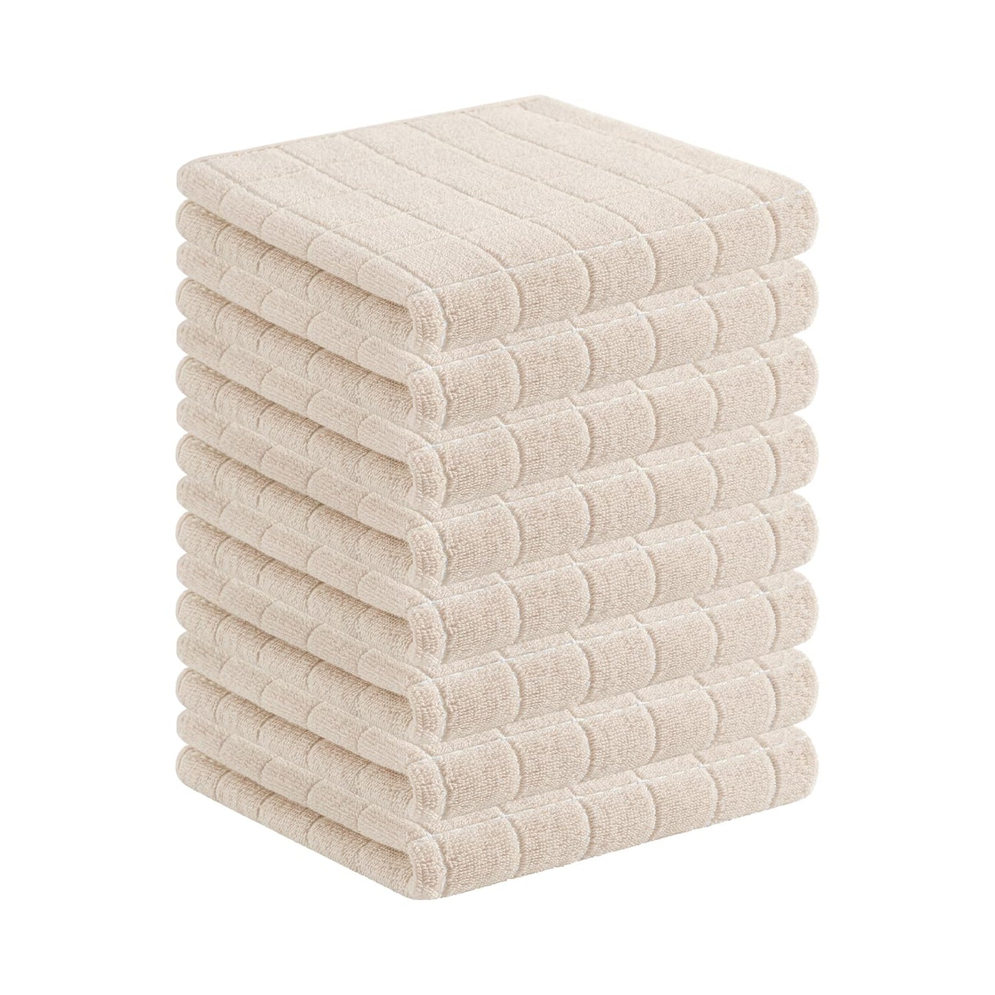 Homaxy 100% Cotton Terrycloth Check Design Dish Cloths & Dish Towels, Soft and Absorbent, Perfect for Kitchen Drying and Washing