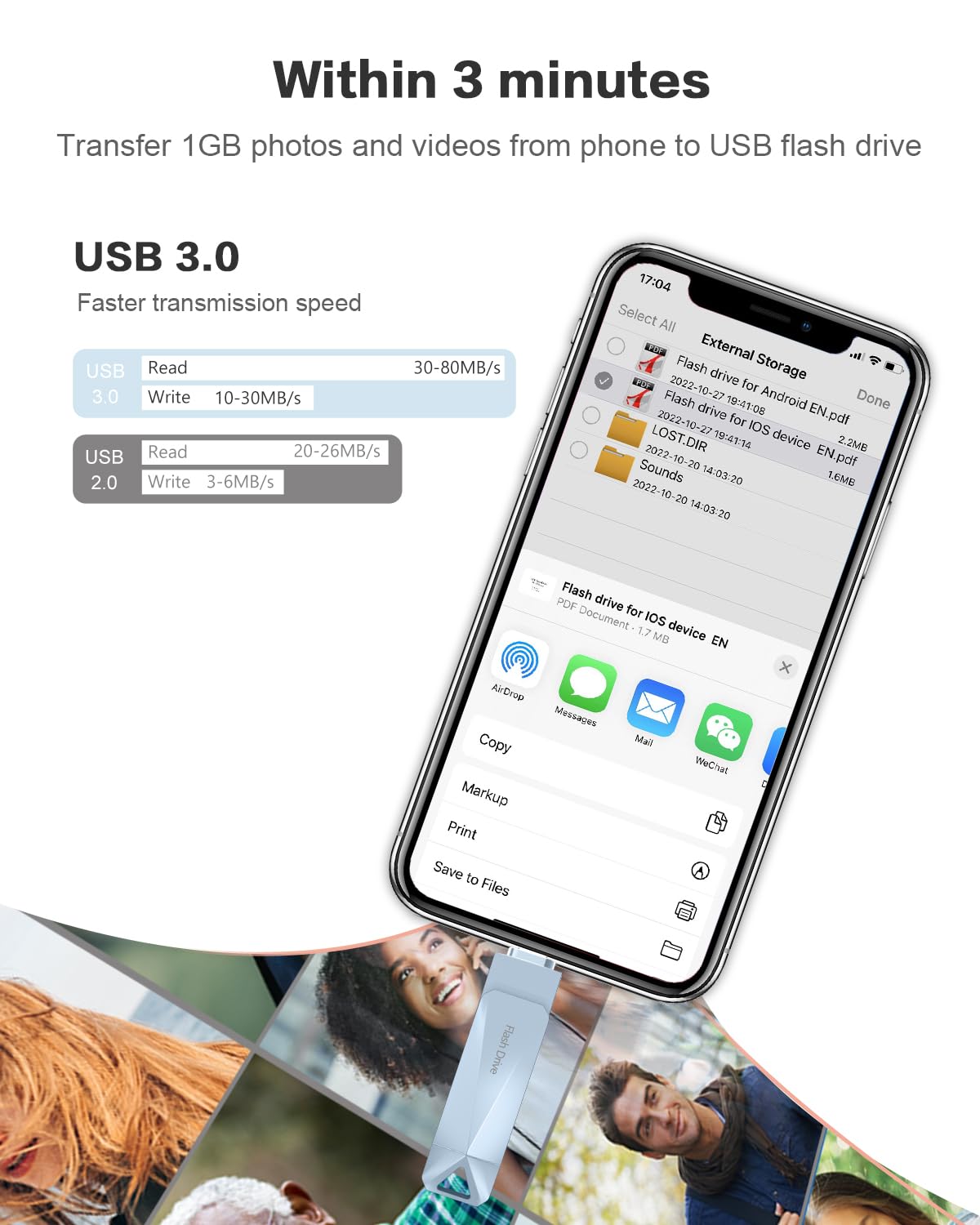 512GB Photo Stick for Phone, Qainerly USB Flash Drive for Phone All Models, 4-in-1 Design Transfer Storage, iPad/PC/Android