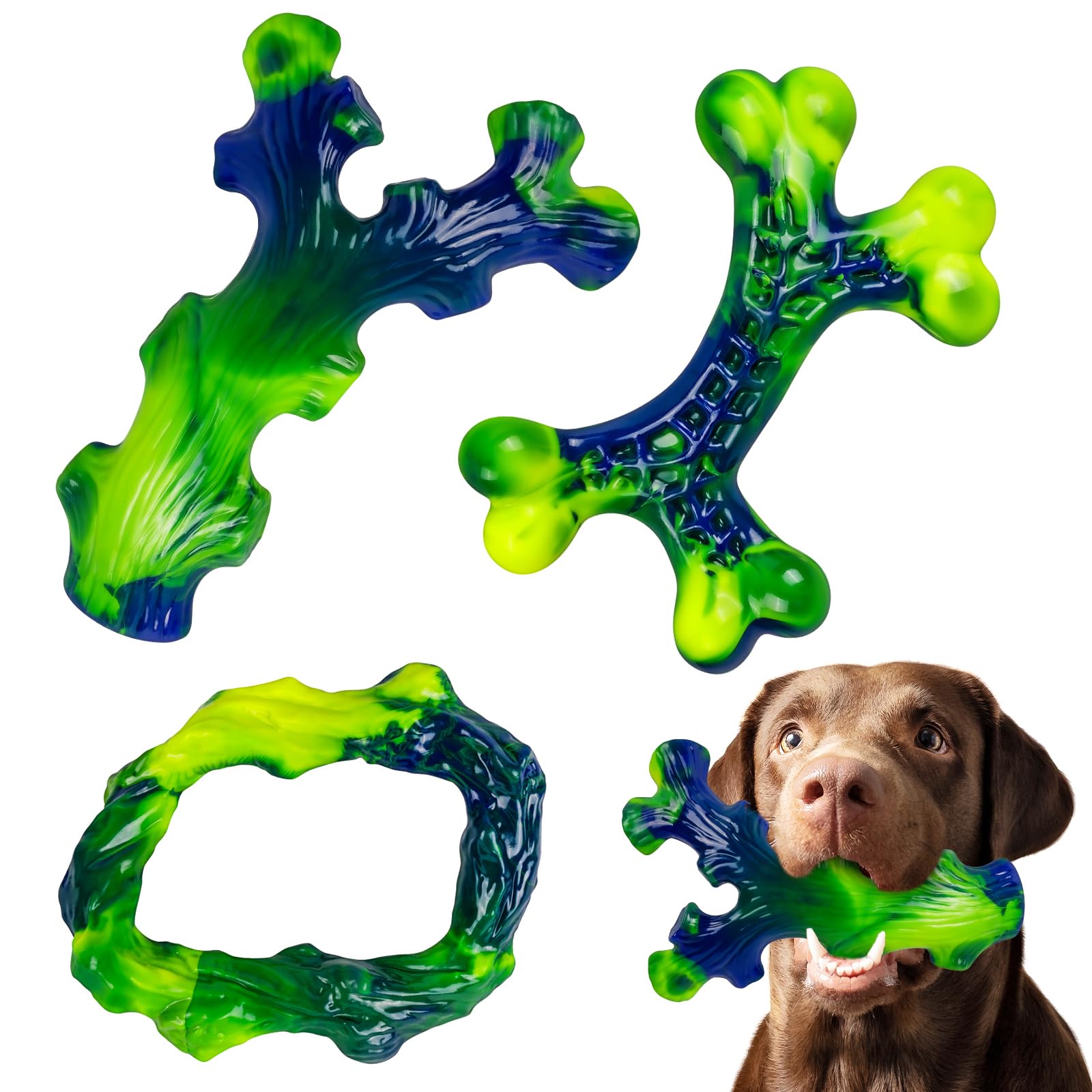 Frienhund Tough Dog Toys for Aggressive Chewers 3 Pack, Chew Toys for Large Dogs, Indestructible Dog Toy for Aggressive Chewers Large Breed, Dog Toys to Keep Them Busy