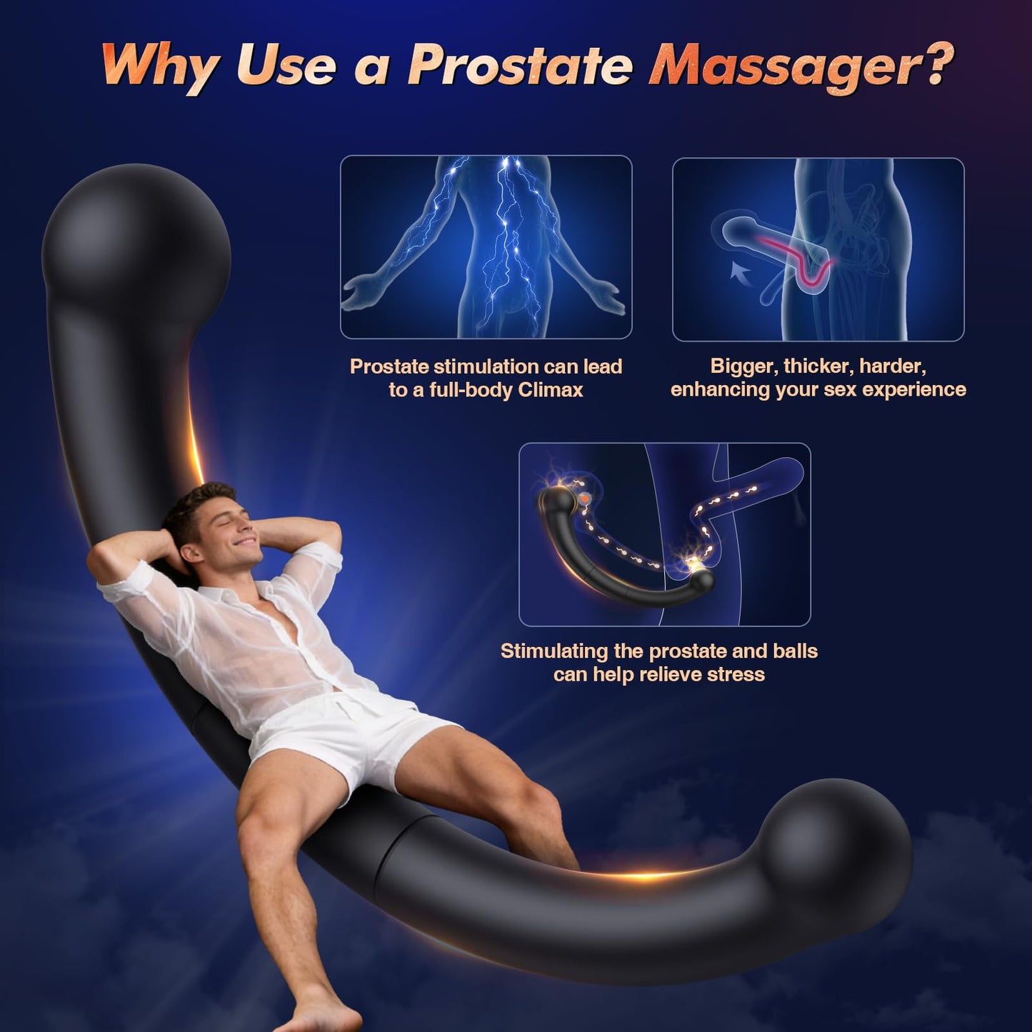 BEISAR Vibrating Prostate Massager Stick, Butt Plug Adult Anal Toys Male Sex Toys for Men Beginner Experienced User Women Sex Toy with Dual 10 Vibrating Anal Vibrator G Sopt Dildo