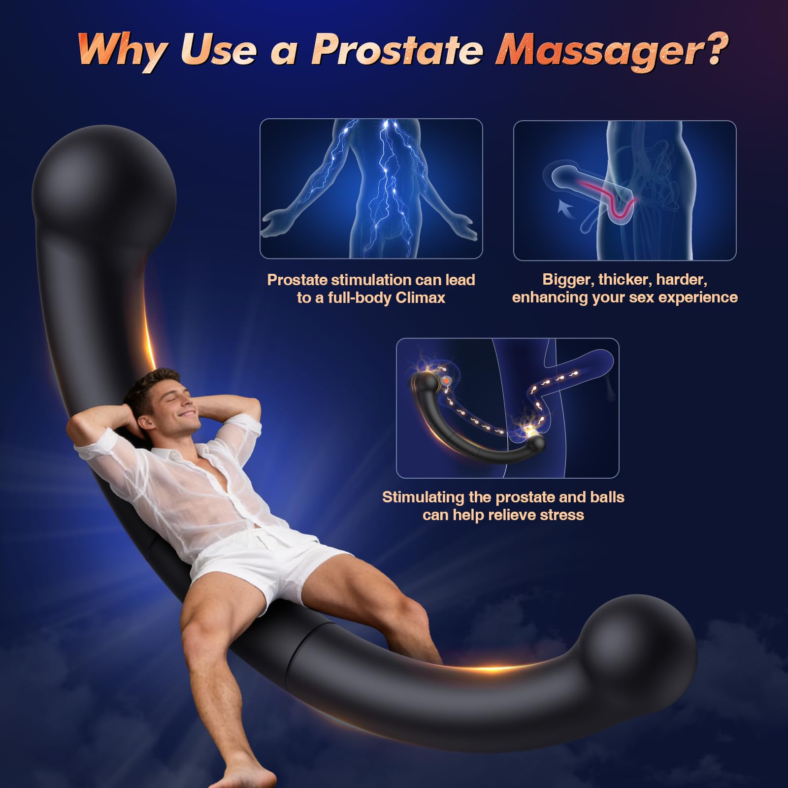 BEISAR Vibrating Prostate Massager Stick, Butt Plug Adult Anal Toys Male Sex Toys for Men Beginner Experienced User Women Sex Toy with Dual 10 Vibrating Anal Vibrator G Sopt Dildo