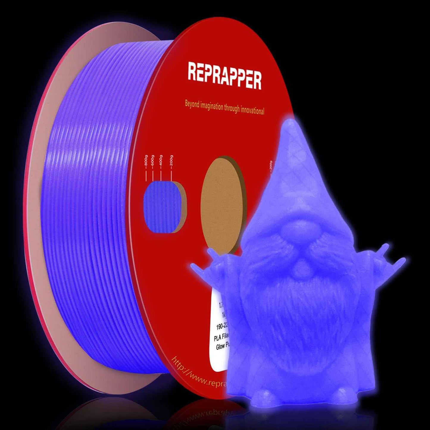 RepRapper PLA Filament Glow Dual PLA Filament 1KG for FDM 3D Printer